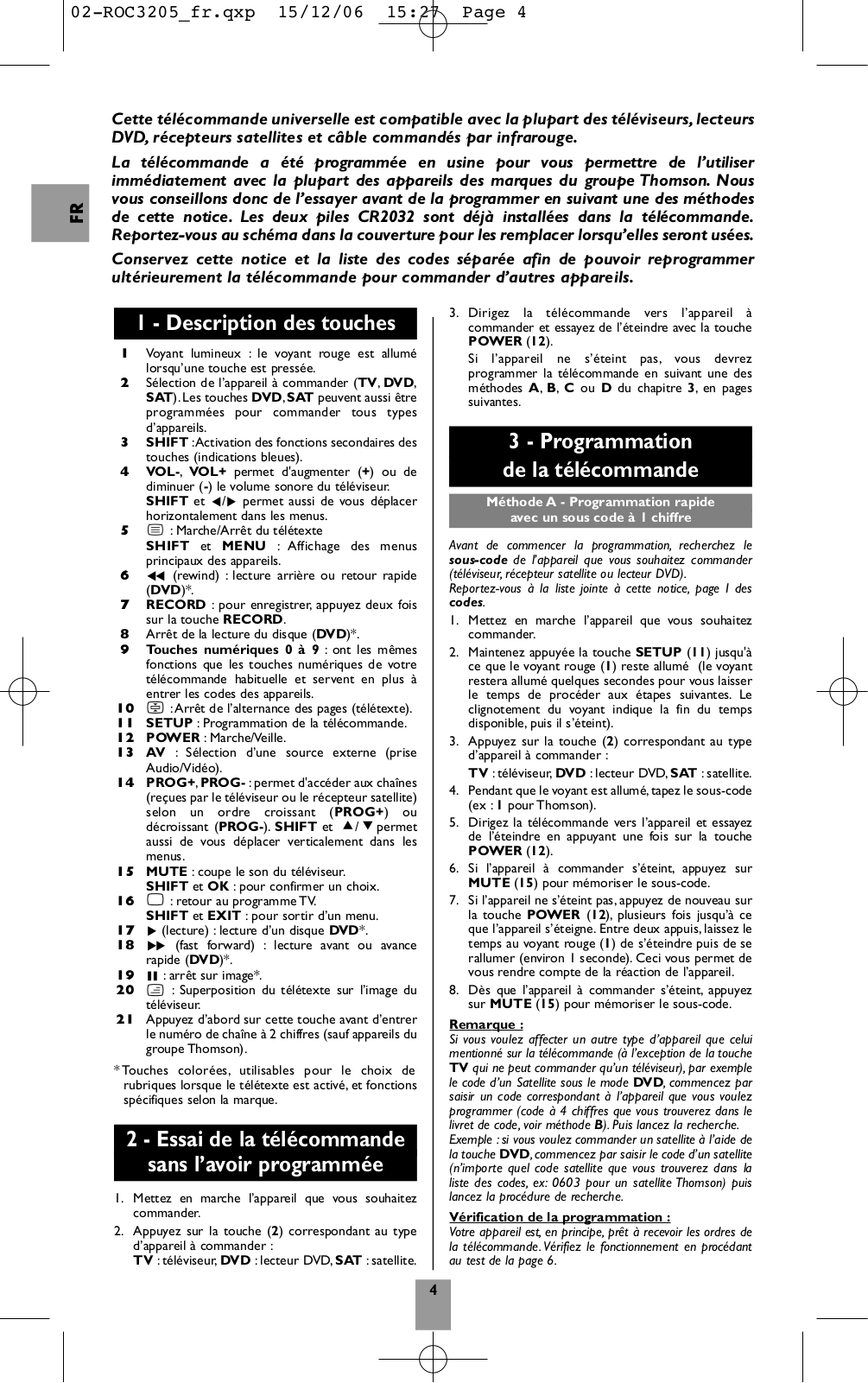 THOMSON ROC 3205 User Manual