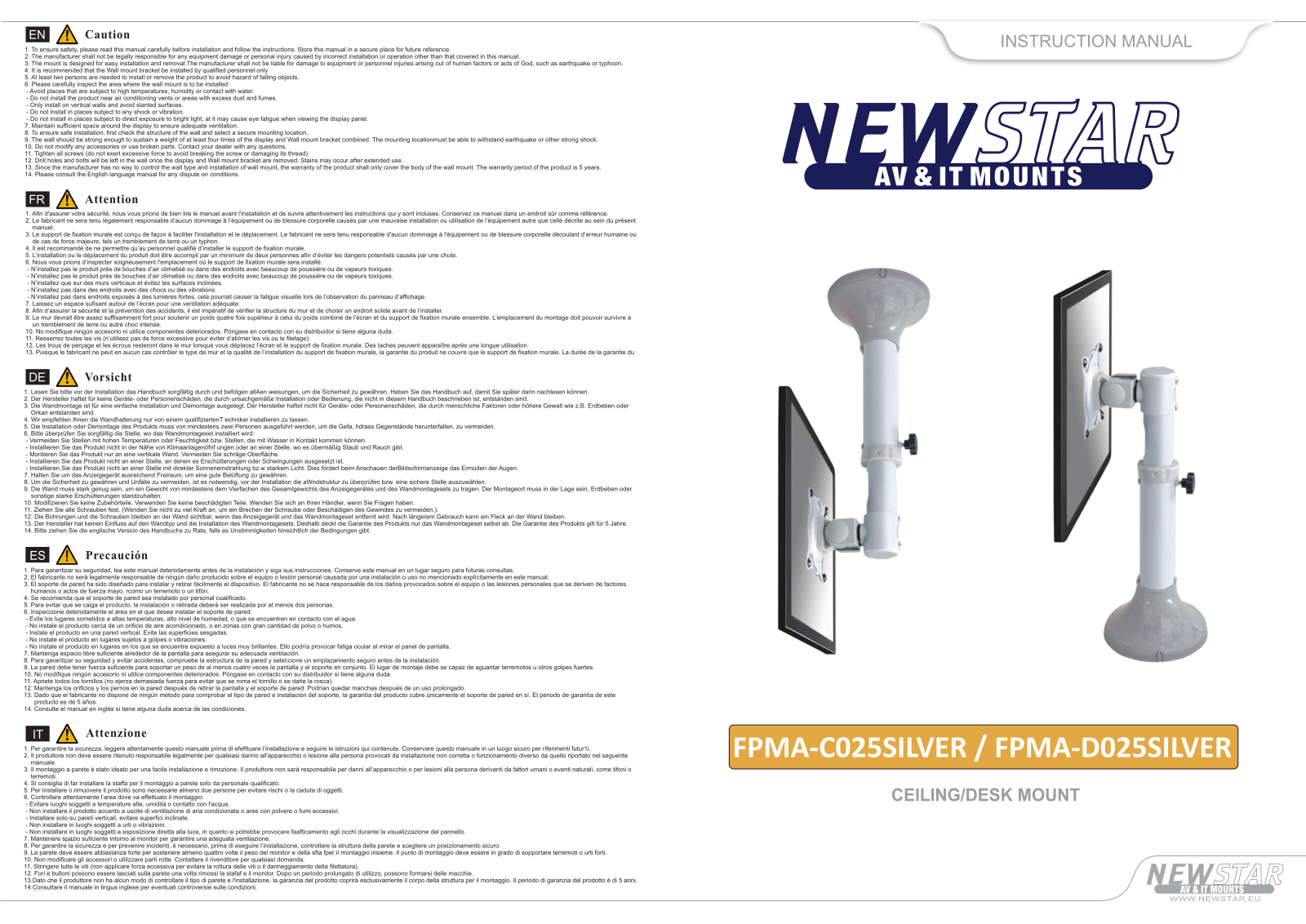 Newstar FPMA-D025SILVER User Manual