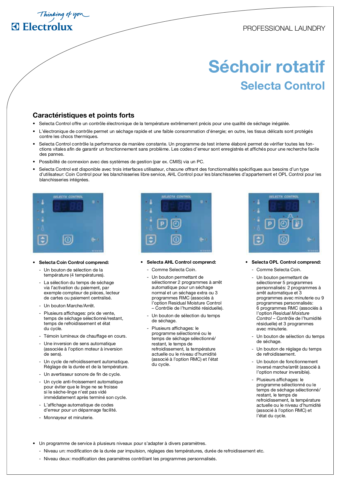 ELECTROLUX SELECTA CONTROL User Manual