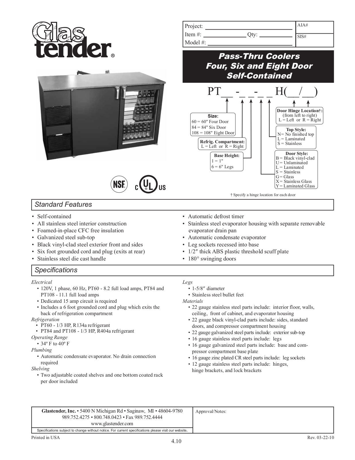 Glastender PT108 User Manual