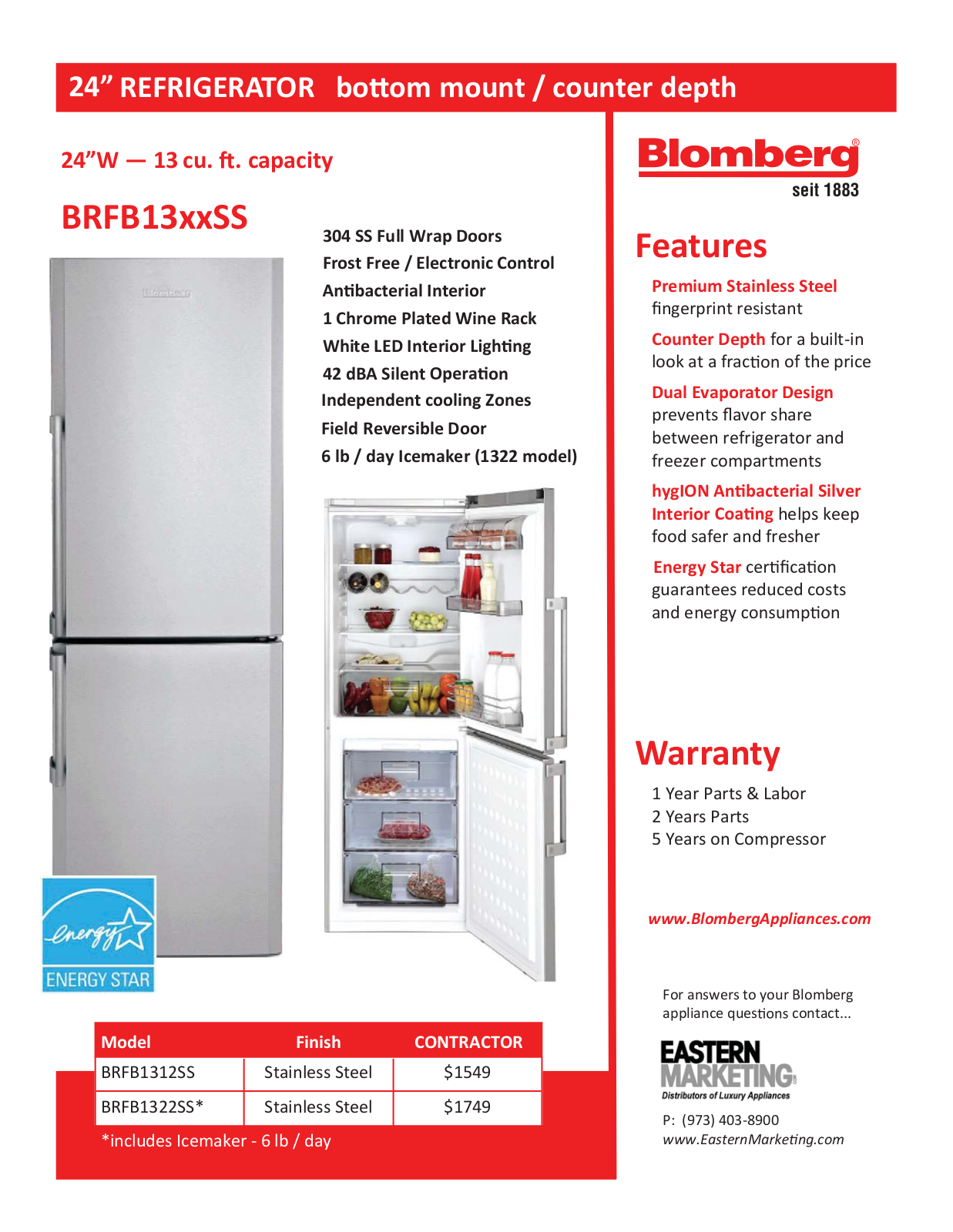 Blomberg BLMB1000 Specifications