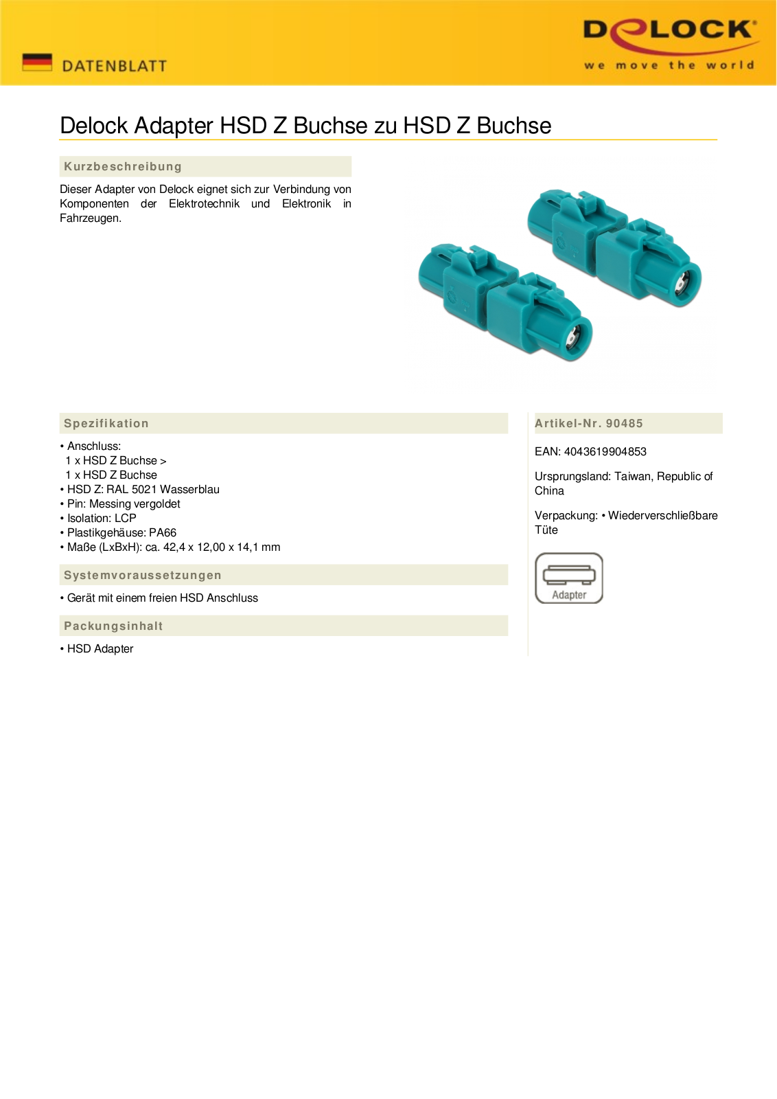 DELOCK 90485 Datasheet - ManualMachine.com