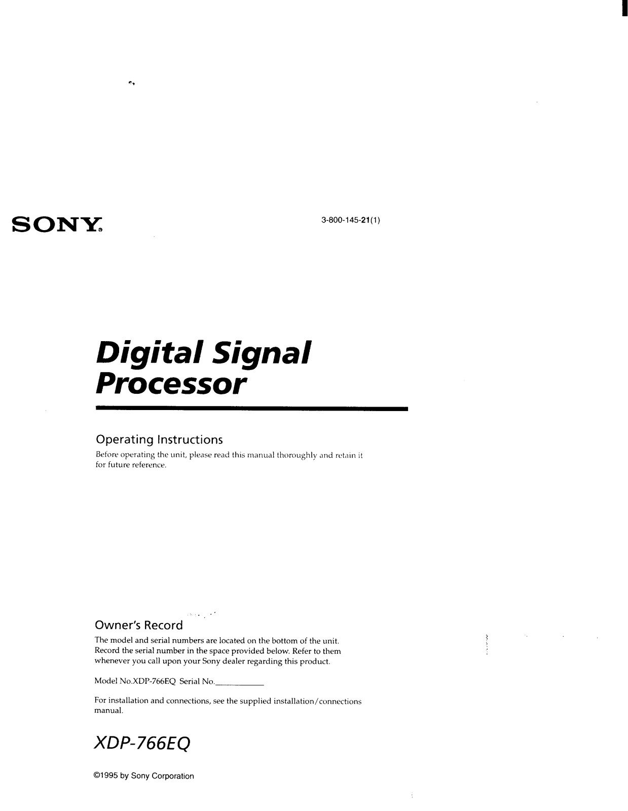 Sony XDP-766EQ User Manual