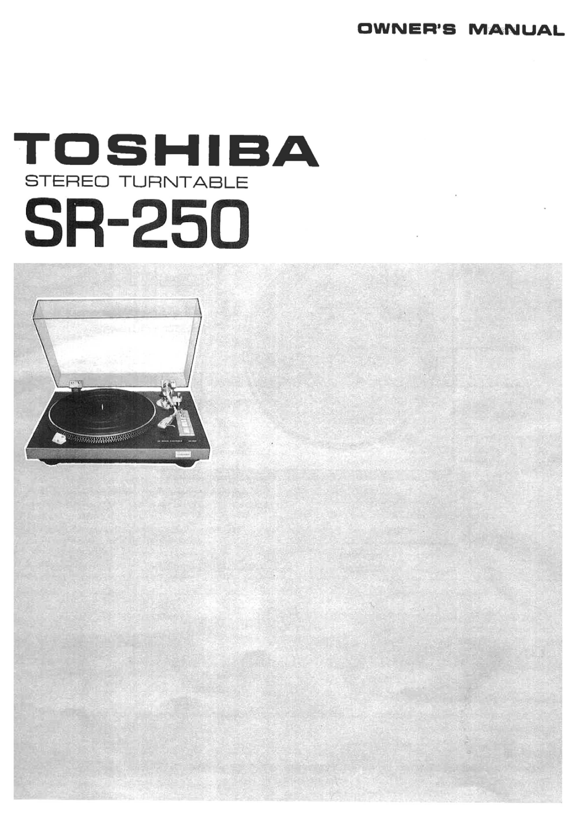 Toshiba SR-250 Owners Manual