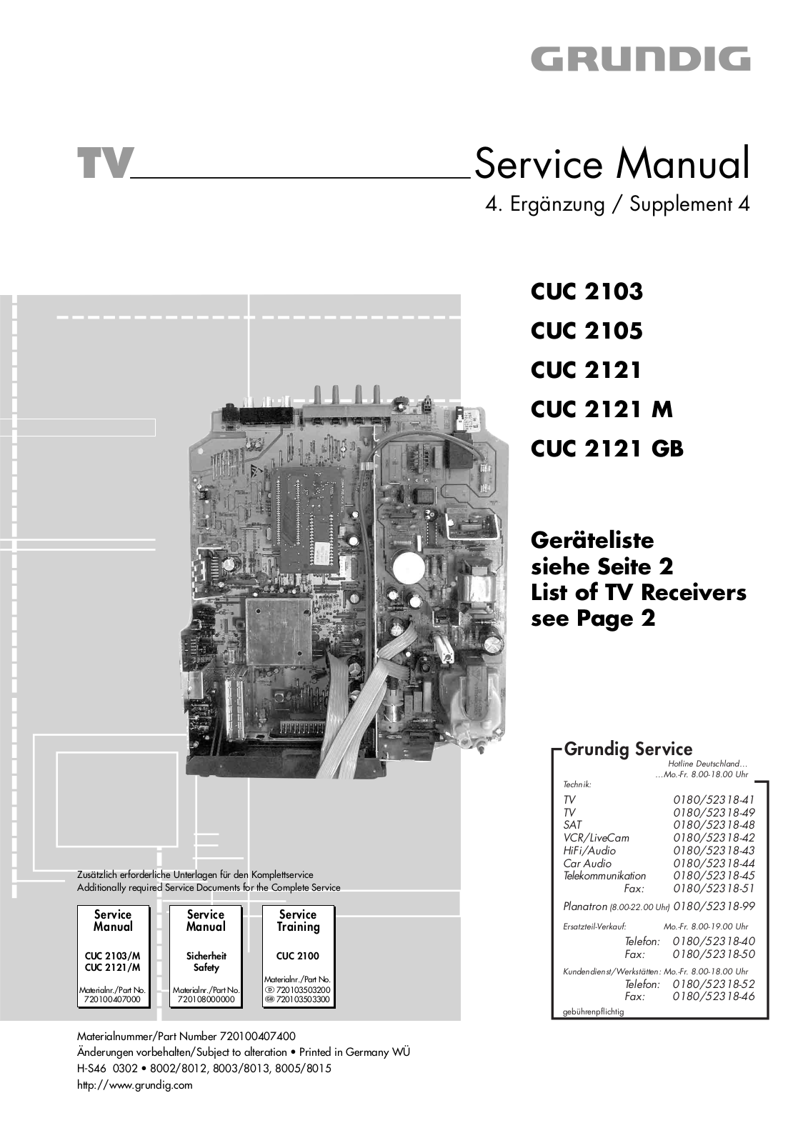 Grundig LEEMAXX 55, ST 55-839-8, ST 55-998, ST 55-908, ST 55-908-8 Service Manual