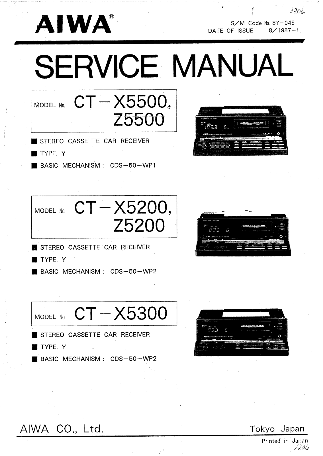 AIWA CT-Z5500, CT-X5500, CT-X5300, CT-Z5200, CT-X5200 SERVICE MANUAL