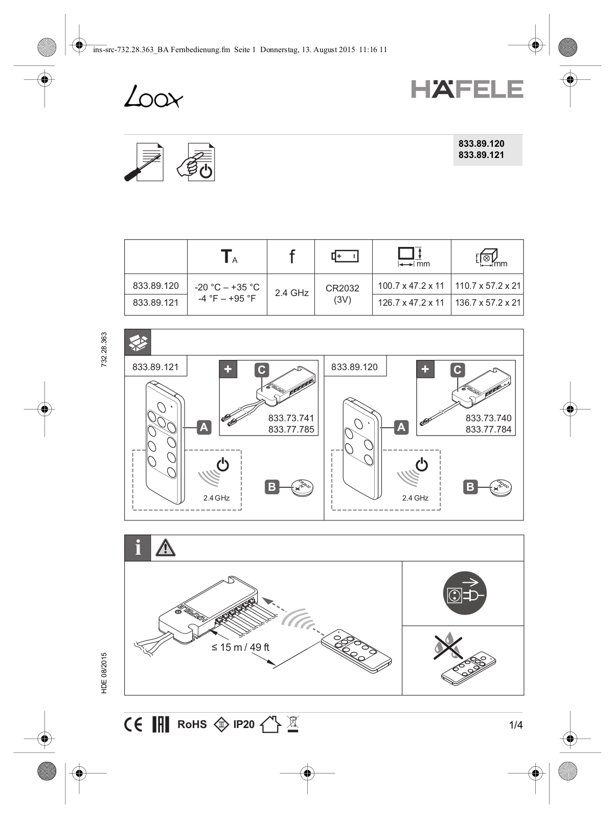 Hafele America HAFELESZOH Users Manual