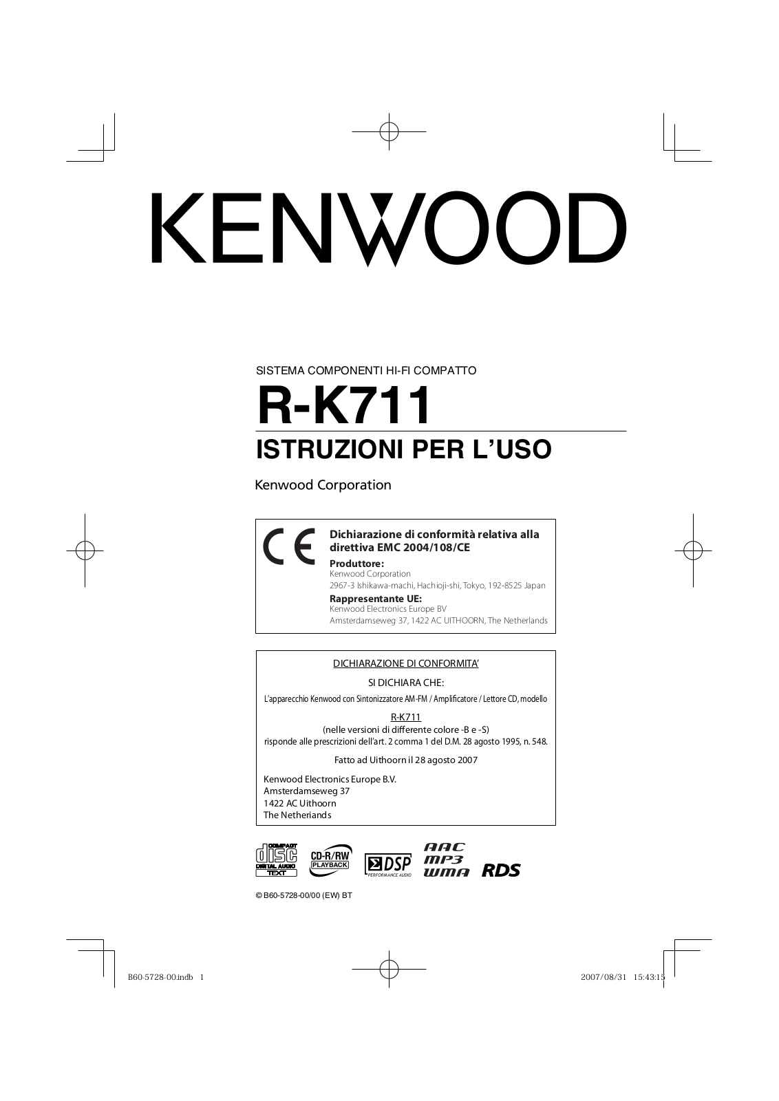 Kenwood R-K711 User Manual