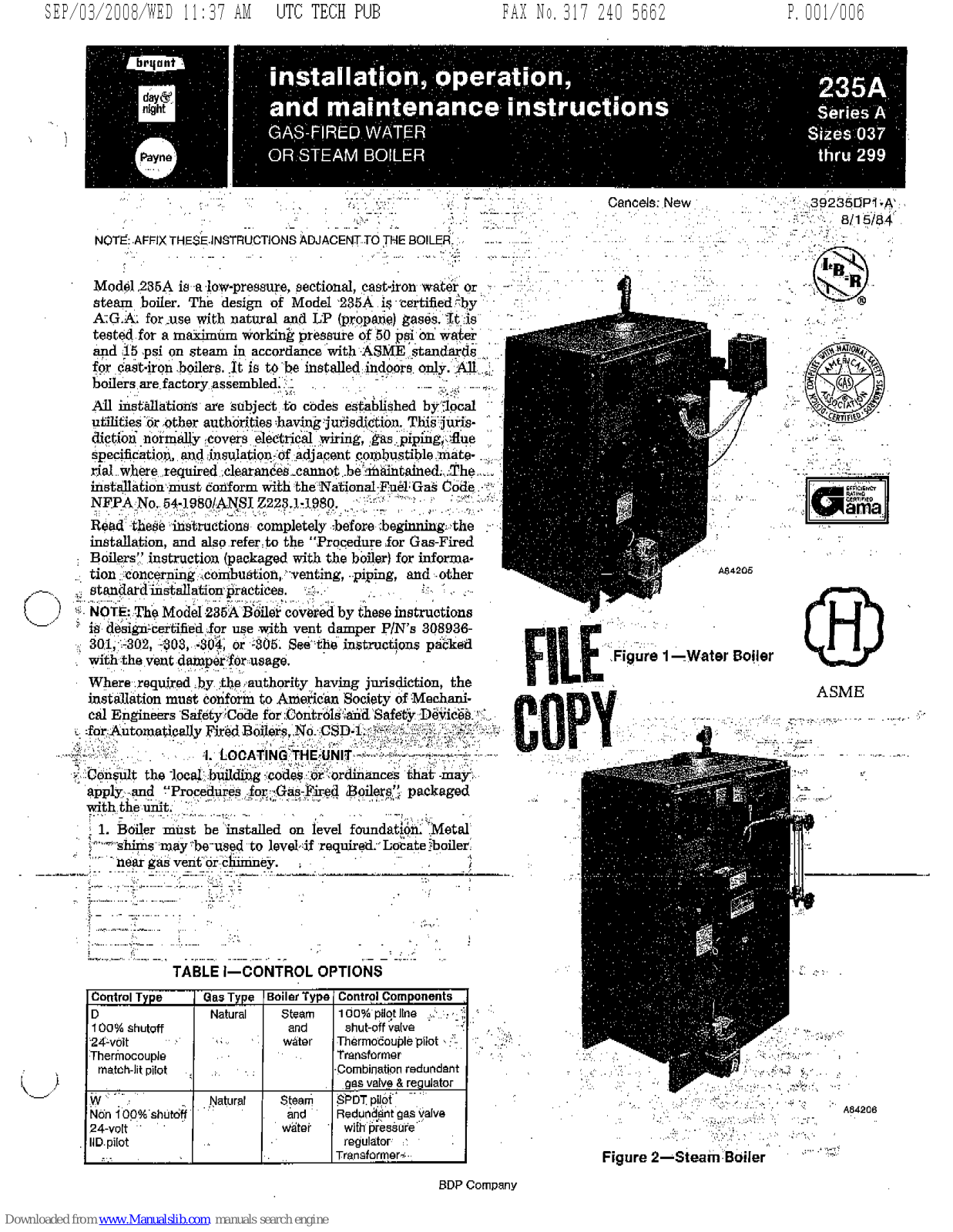 Bryant 235AAW150, 235AAW037, 235AAW05, 235AAW112, 235AAW187 Installation, Operation And Maintenance Instructions