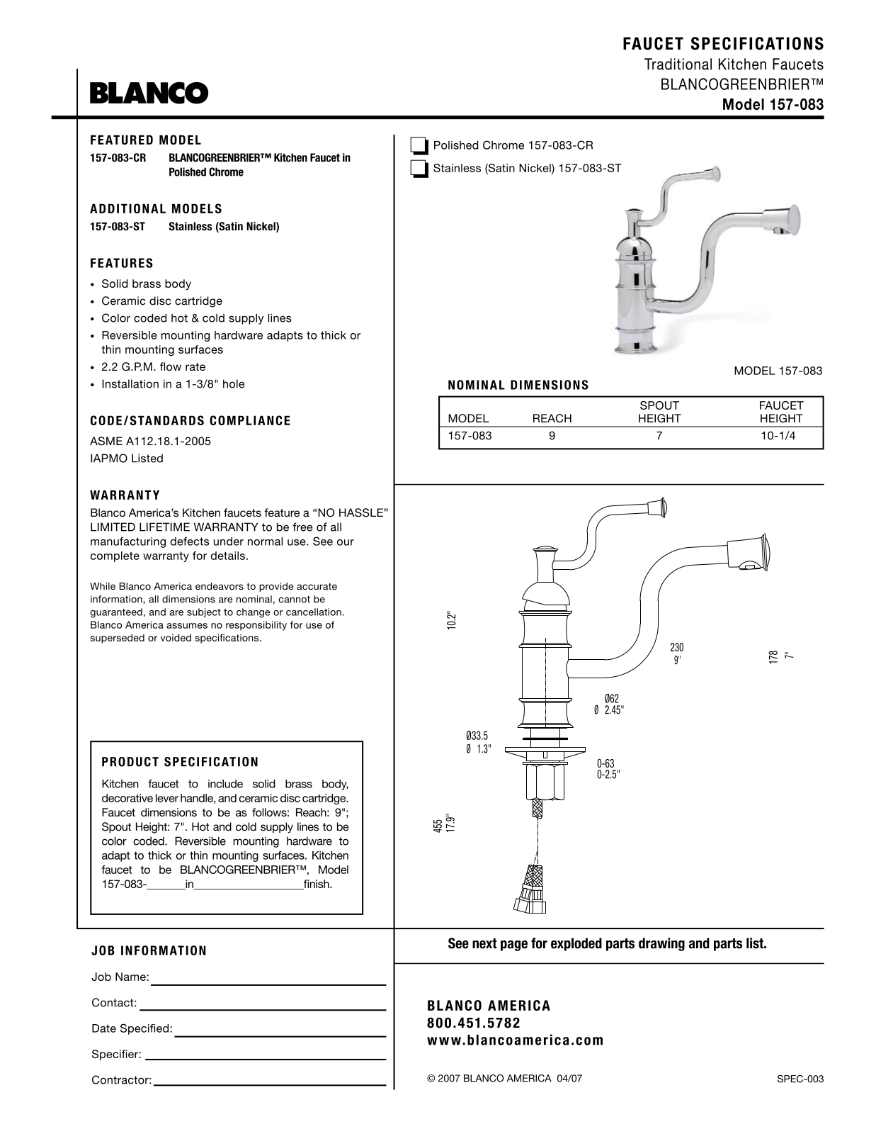 Blanco 157-083 User Manual