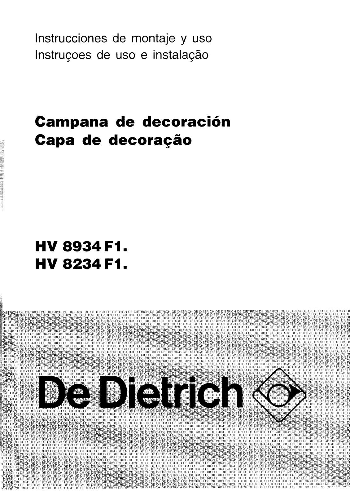 De dietrich hv8934f1, hv8234f1 User Manual