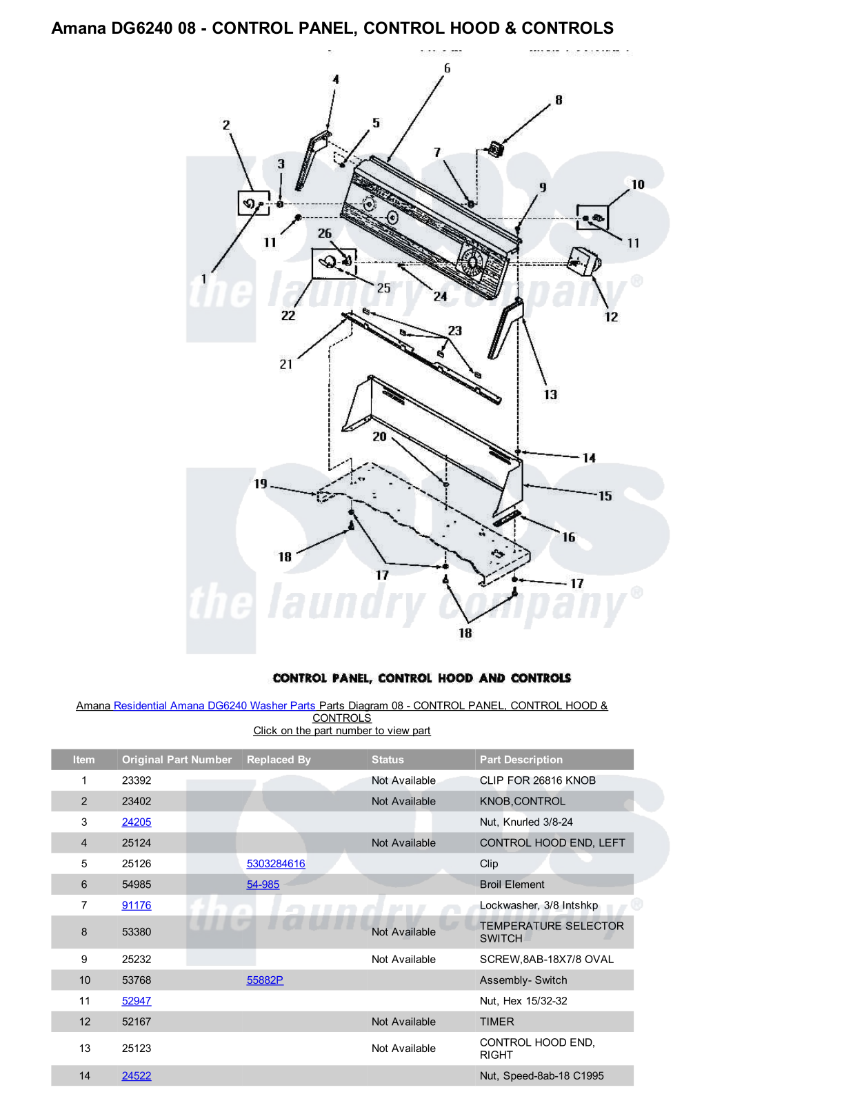 Amana DG6240 Parts Diagram