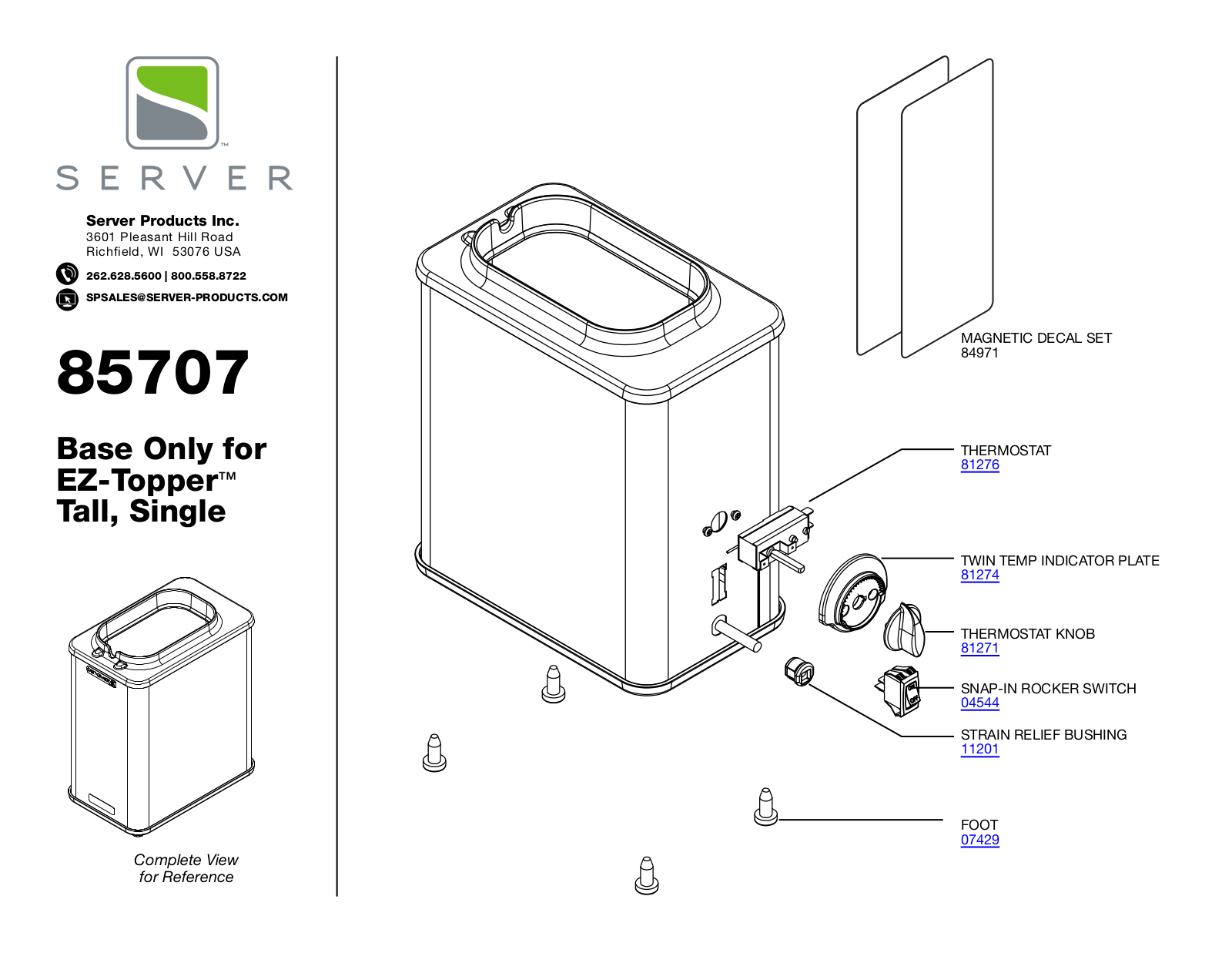 Server 85707 Parts Manual