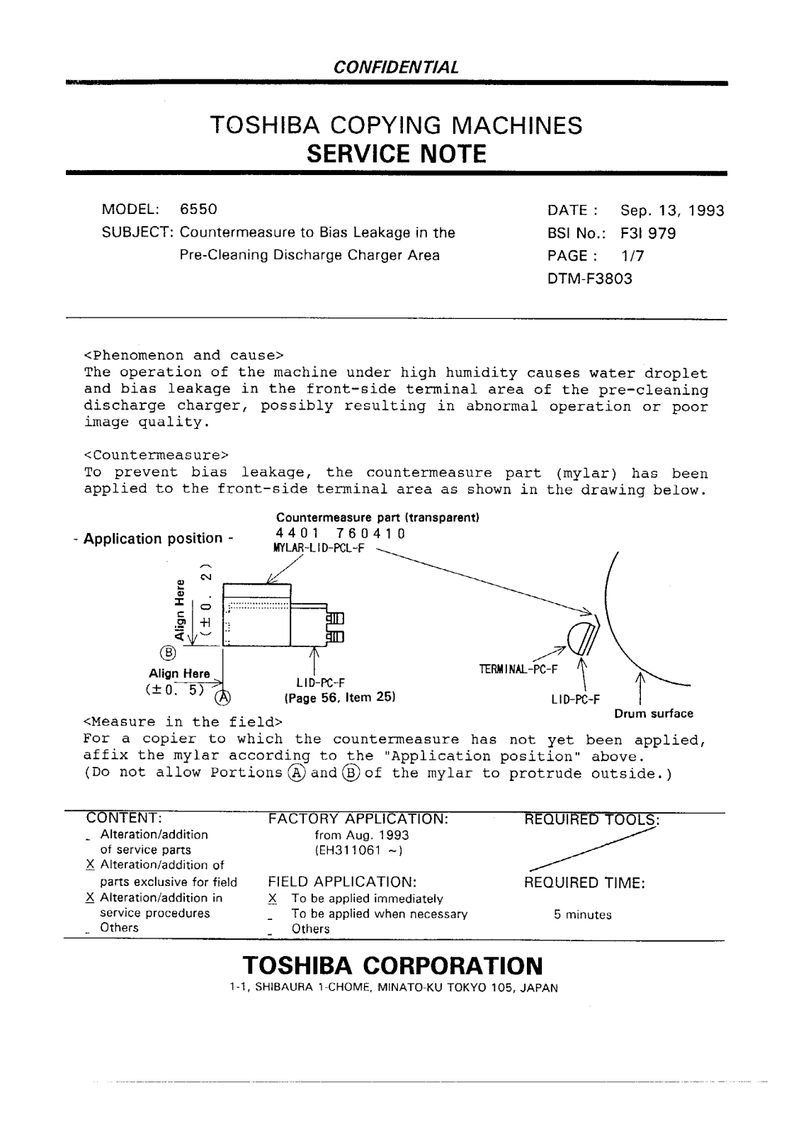 Toshiba f3i979 Service Note