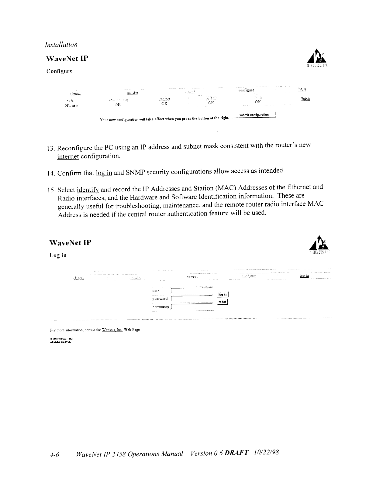 Wireless WNIP2458R, WNIP2458C User Manual