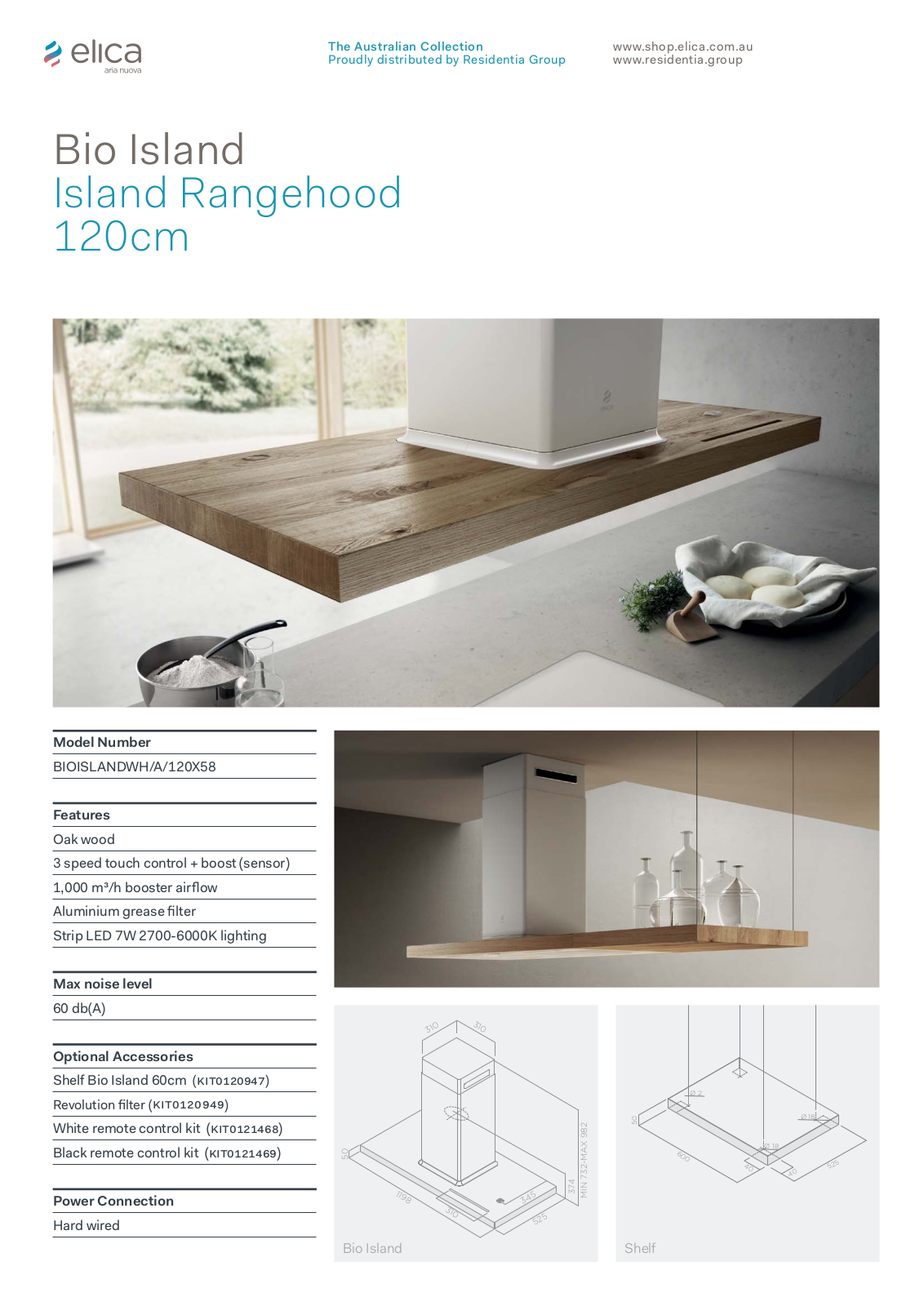 Elica BIOISLANDWHA120X58 Datasheet