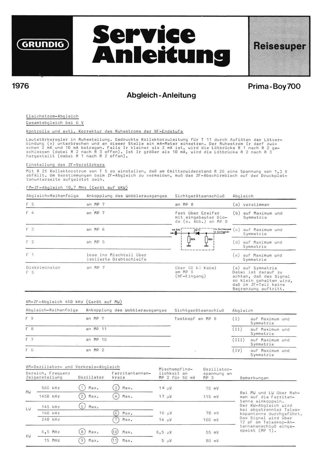 Grundig MV-4-Prima-Boy-700 Service Manual