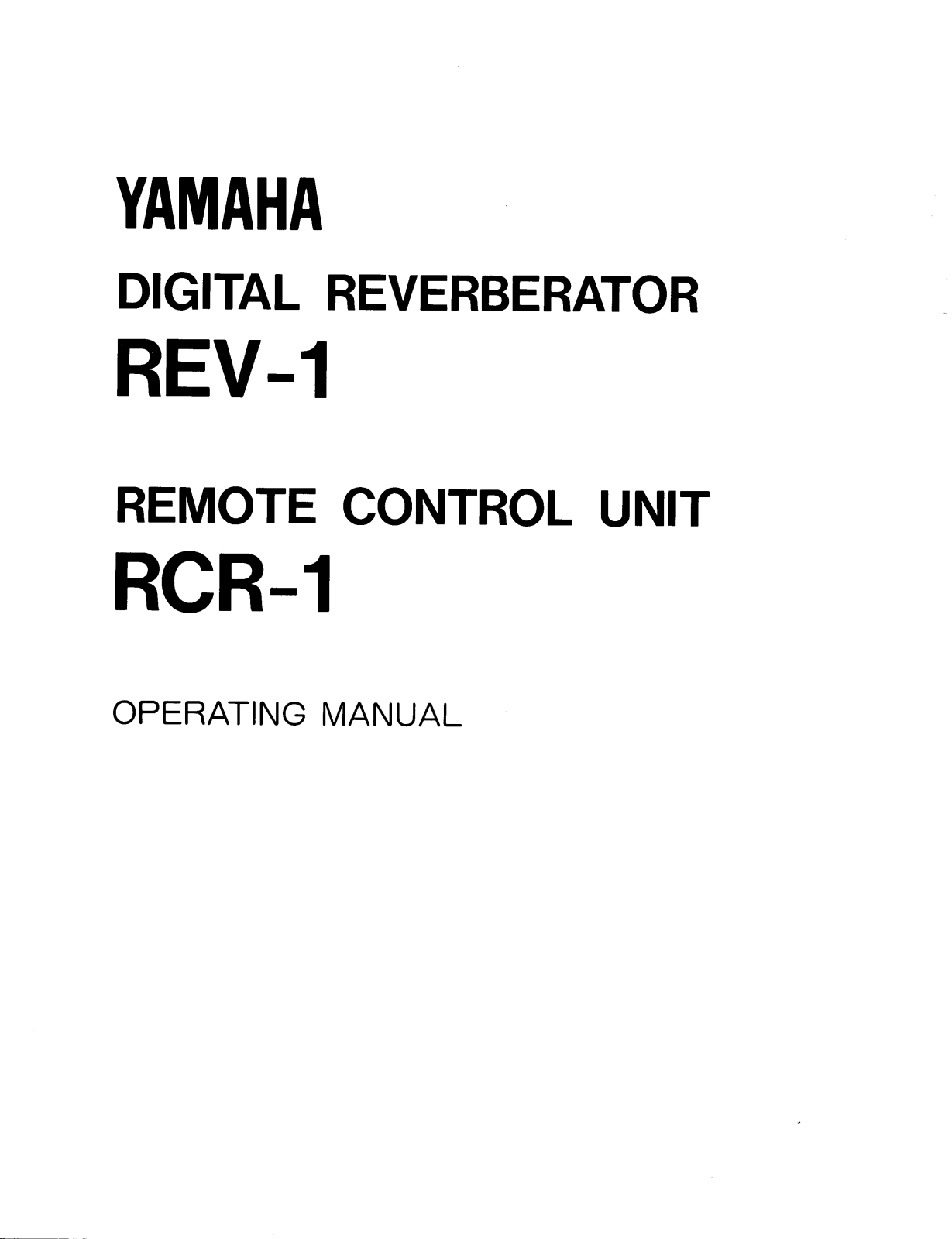 Yamaha REV-1 RCR-1 User Manual