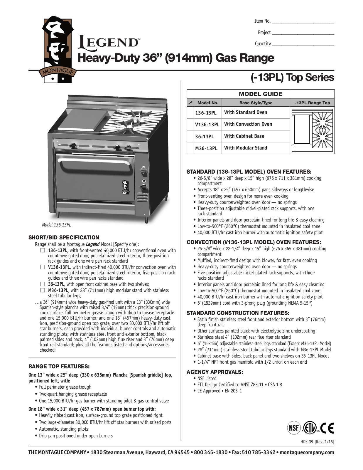 Montague 136-13PL User Manual