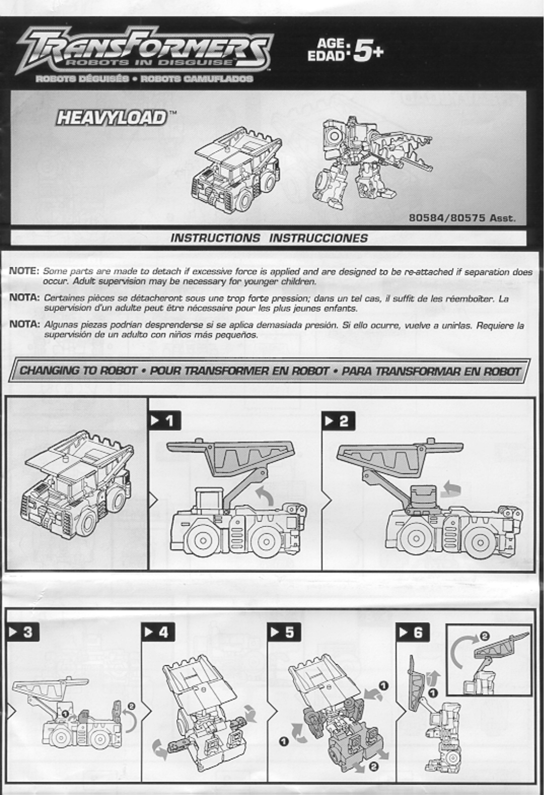 HASBRO Transformers Robots in Disguise Heavyload User Manual