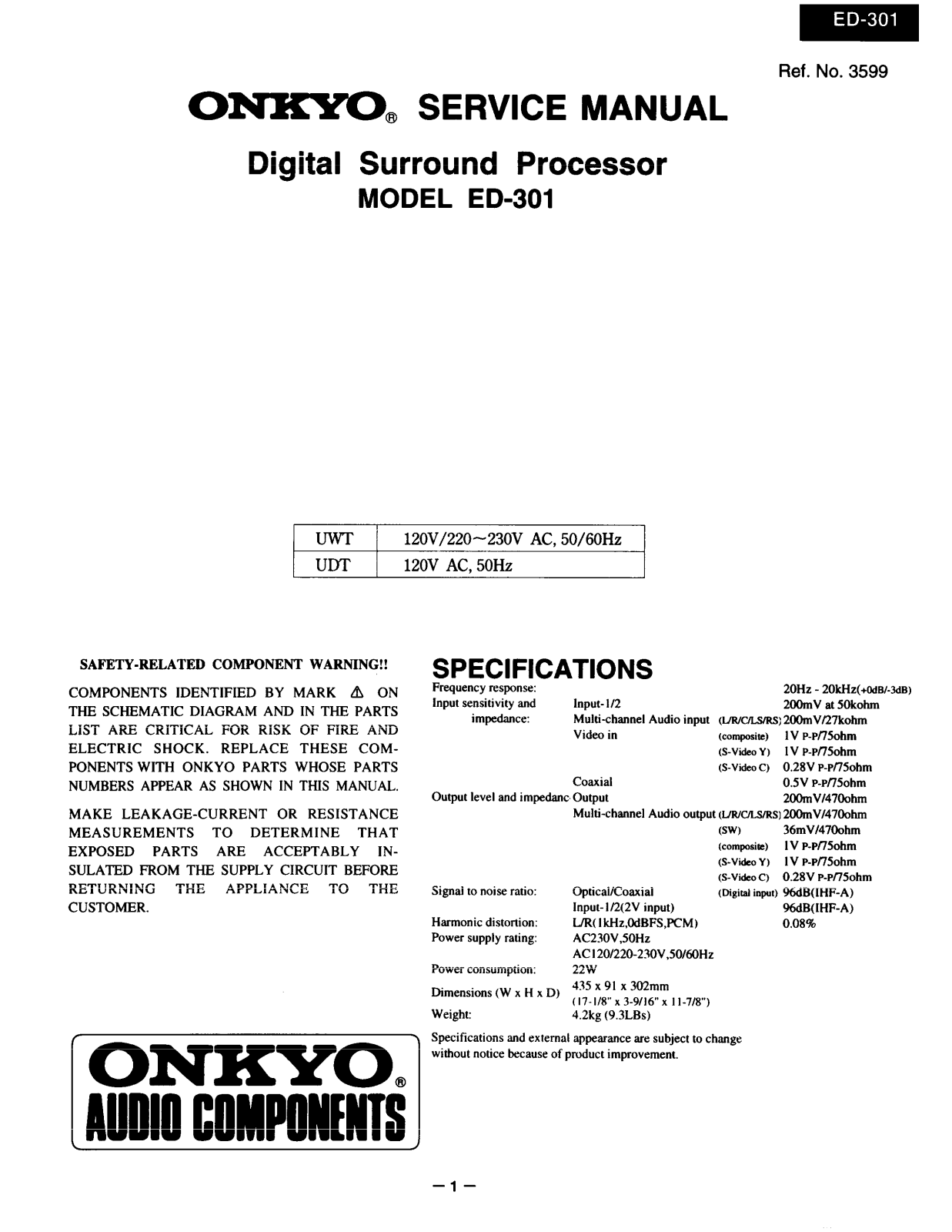 Onkyo ED-301 Service manual