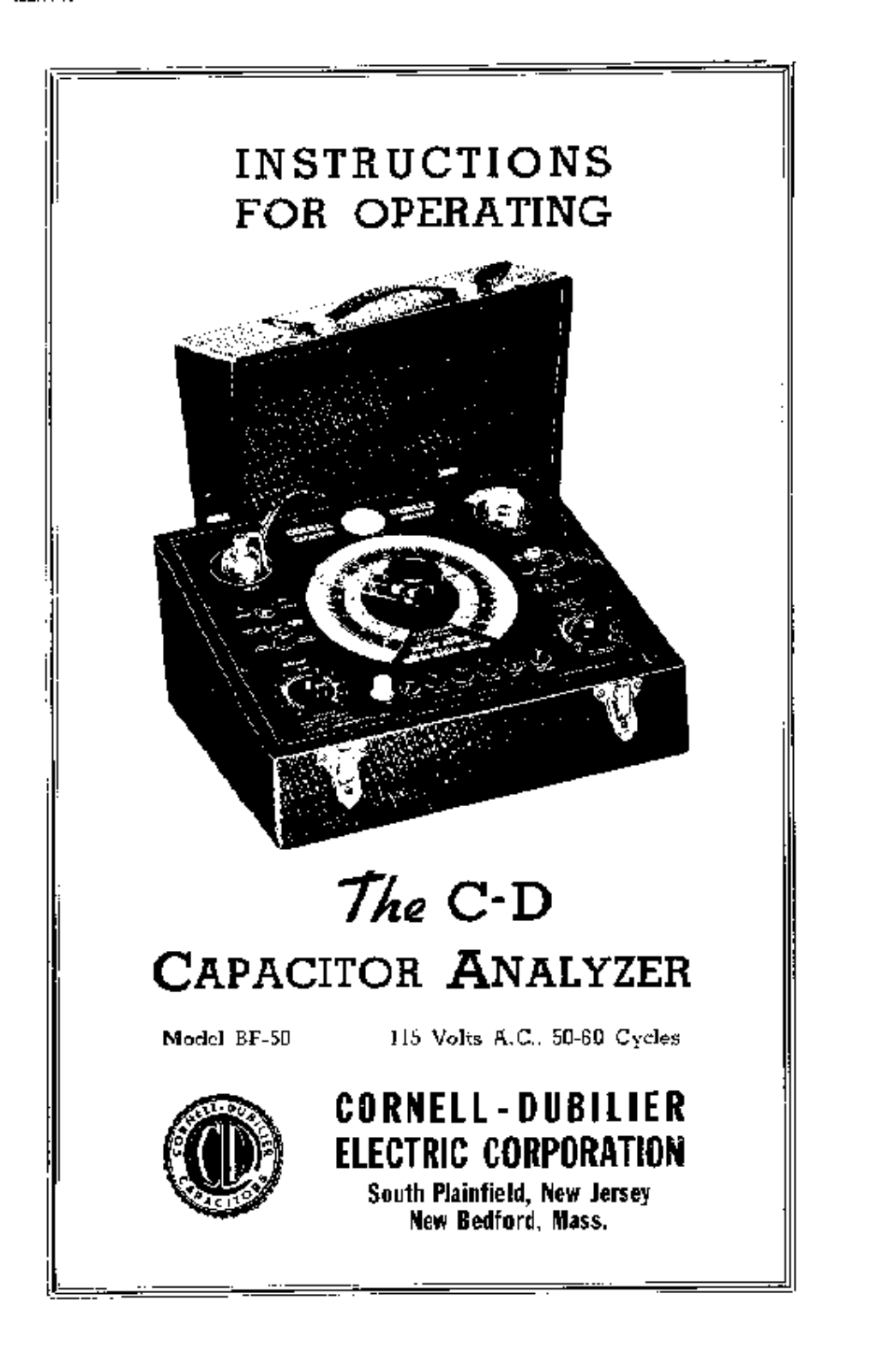 Cornell Dubilier BF-50 User Manual