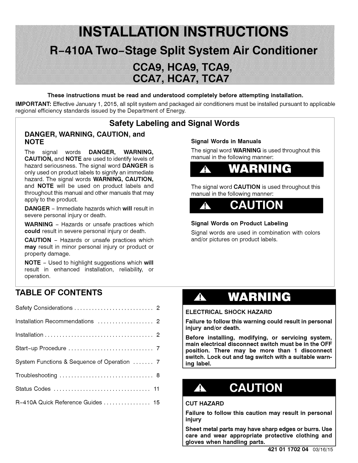 ICP CCA924GKA100, CCA936GKA100, CCA948GKA100, CCA960GKA100, HCA924GKA100 Installation Guide - ManualMachine.com