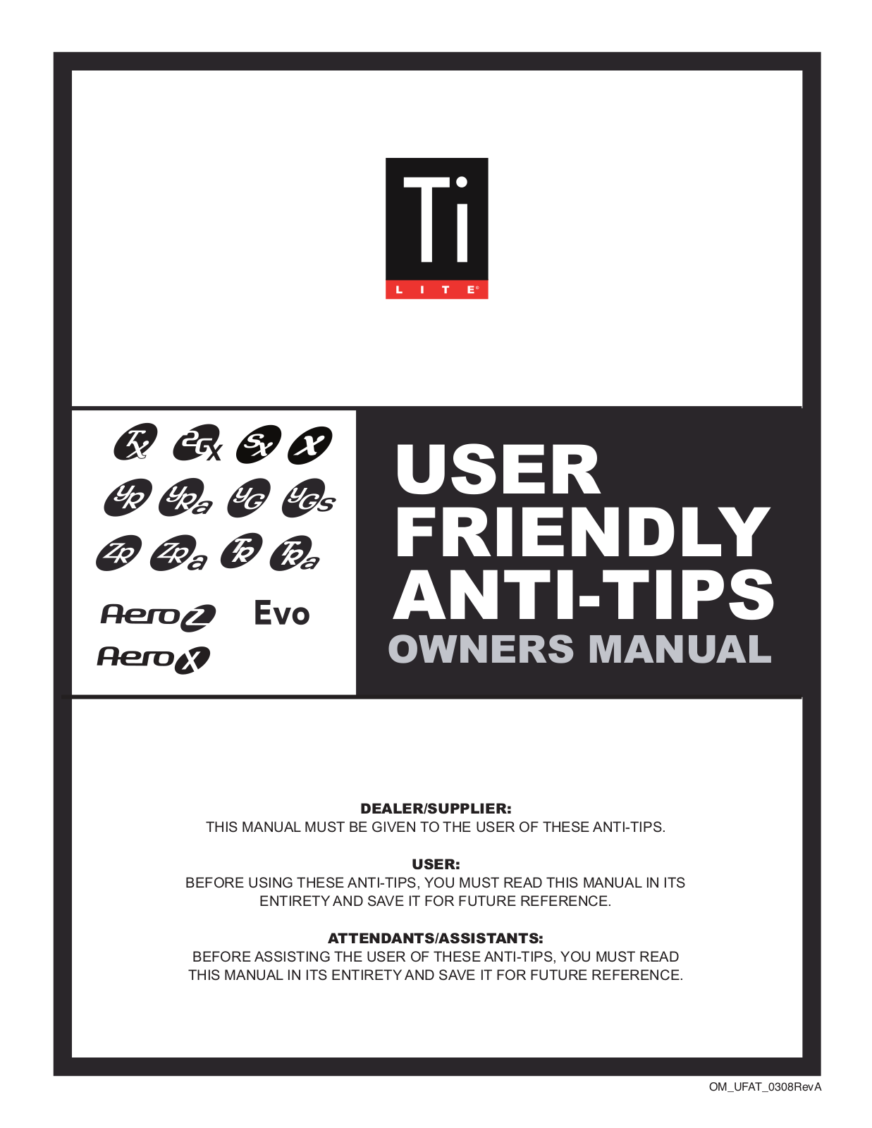 Ti Lite Anti-Tips Owner's Manual