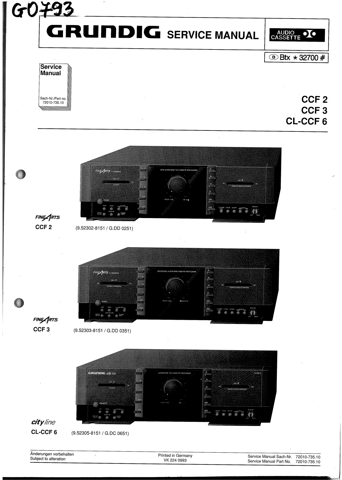 Grundig CCF2, CCF3, CL-CCF6 Schematic