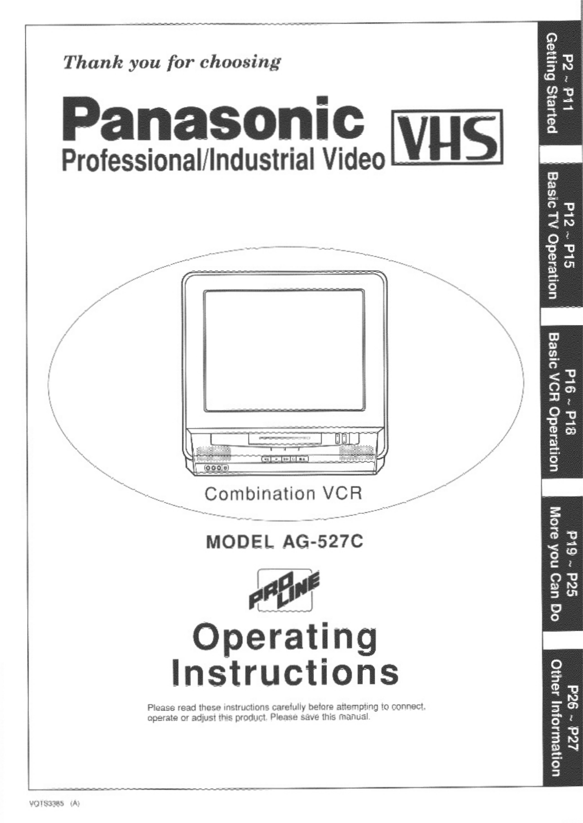 Panasonic ag527c Operation Manual