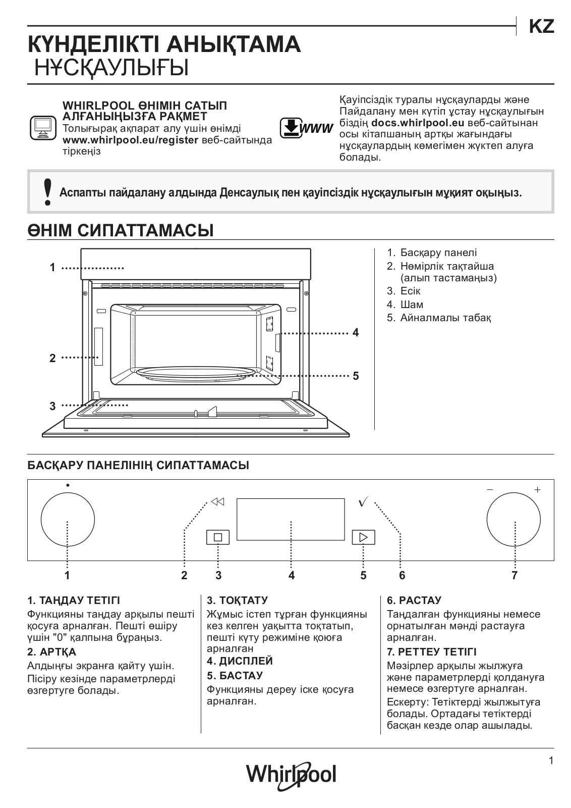 WHIRLPOOL W6 MD520 Daily Reference Guide