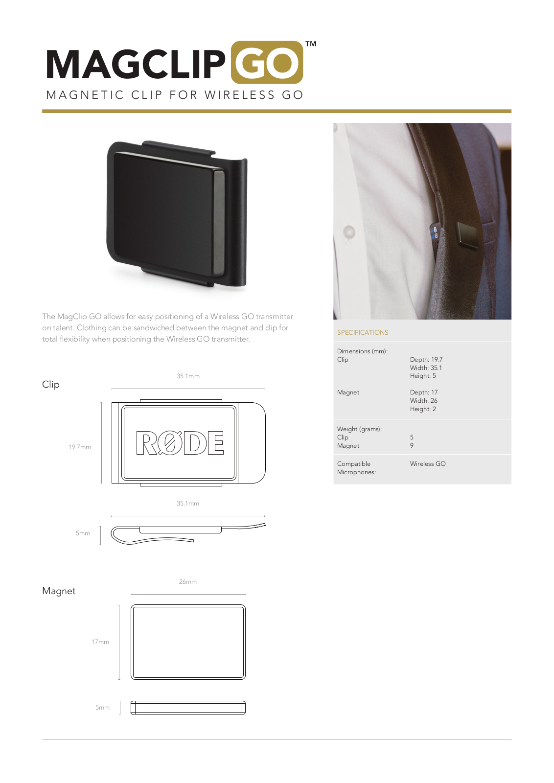 Rode Microphones MAGCLIP GO SPECIFICATIONS