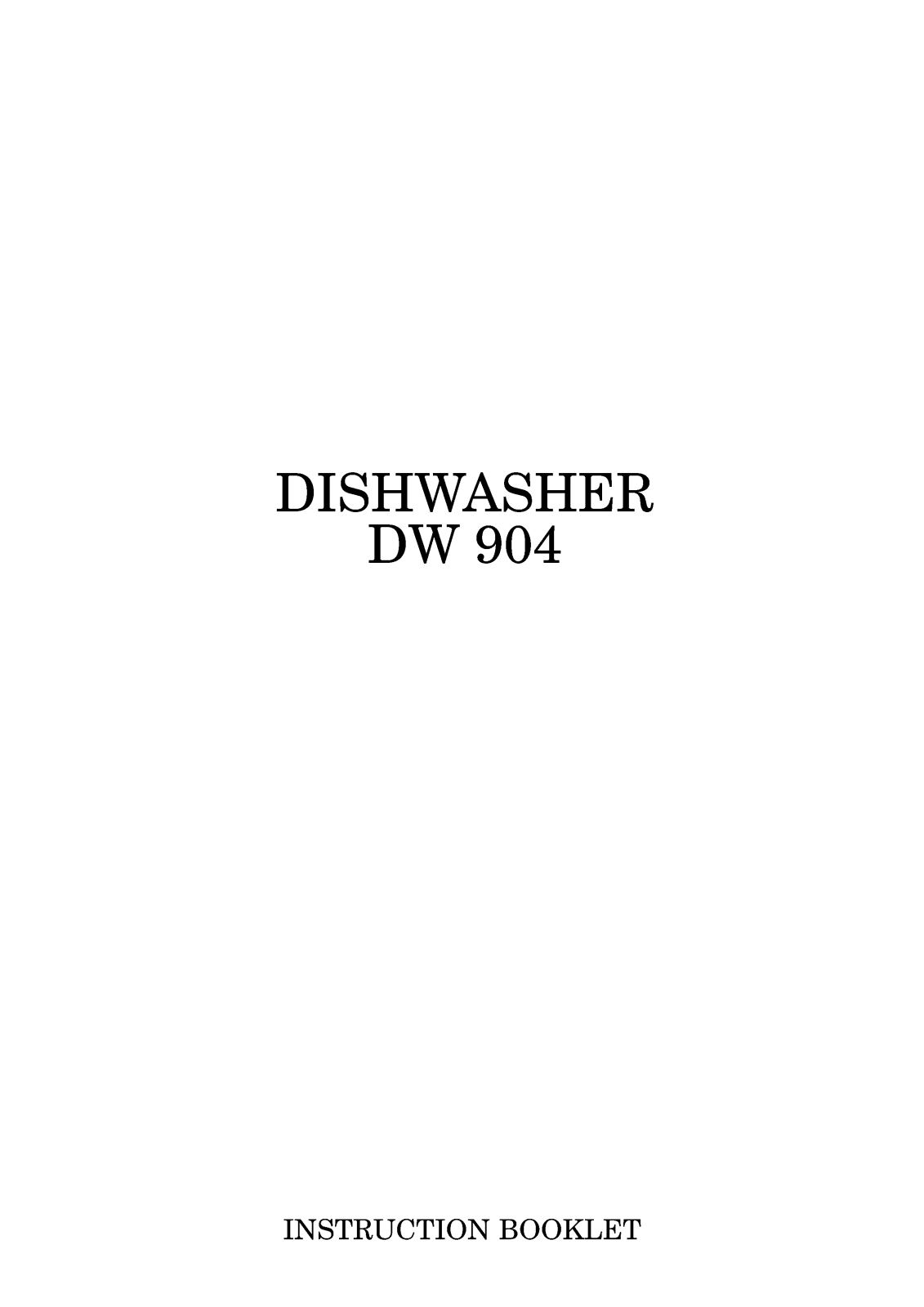 Zanussi DW 904 User Manual