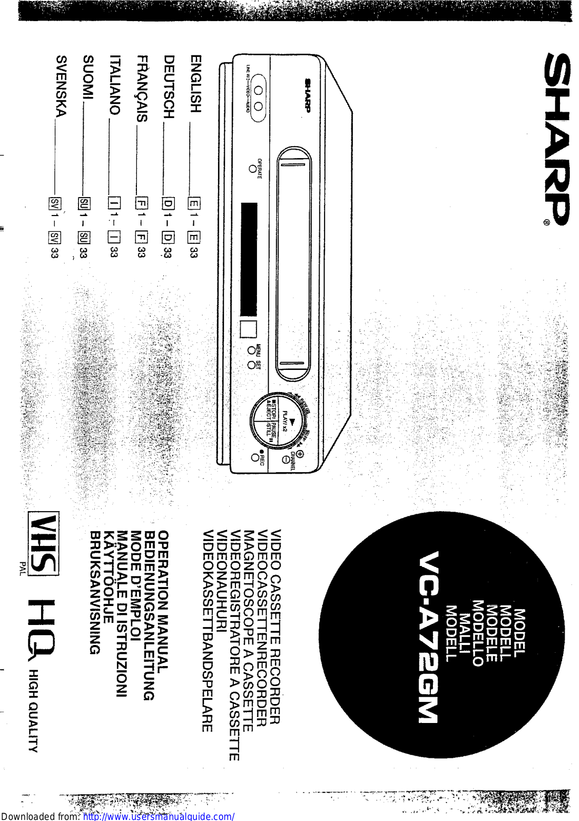 SHARP VC-A72GM User Manual