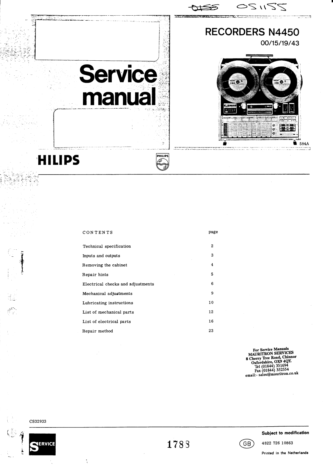 Philips N-4450 Service manual