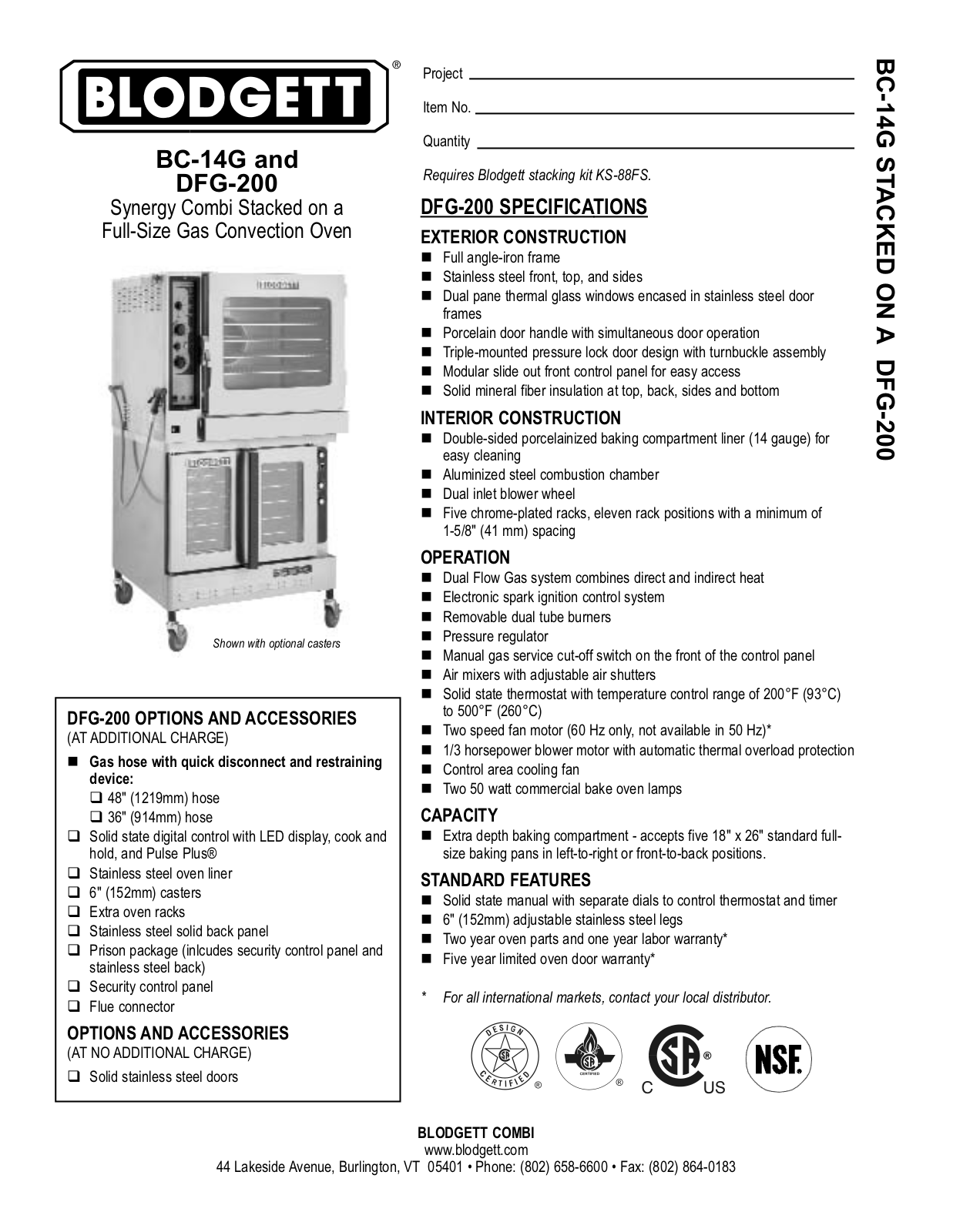 Blodgett HV User Manual