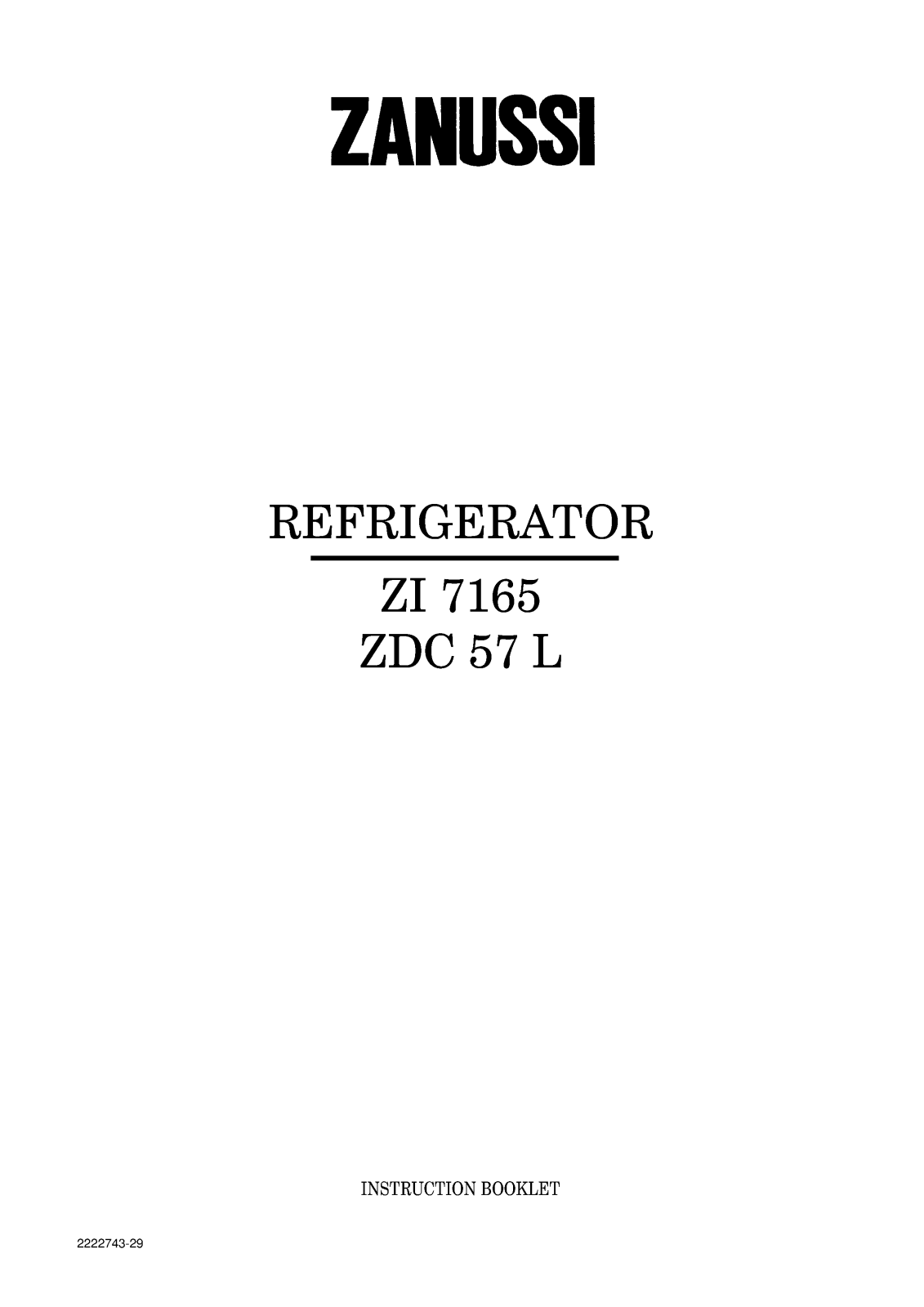 Zanussi ZDC 57 L, ZI 7165 User Manual