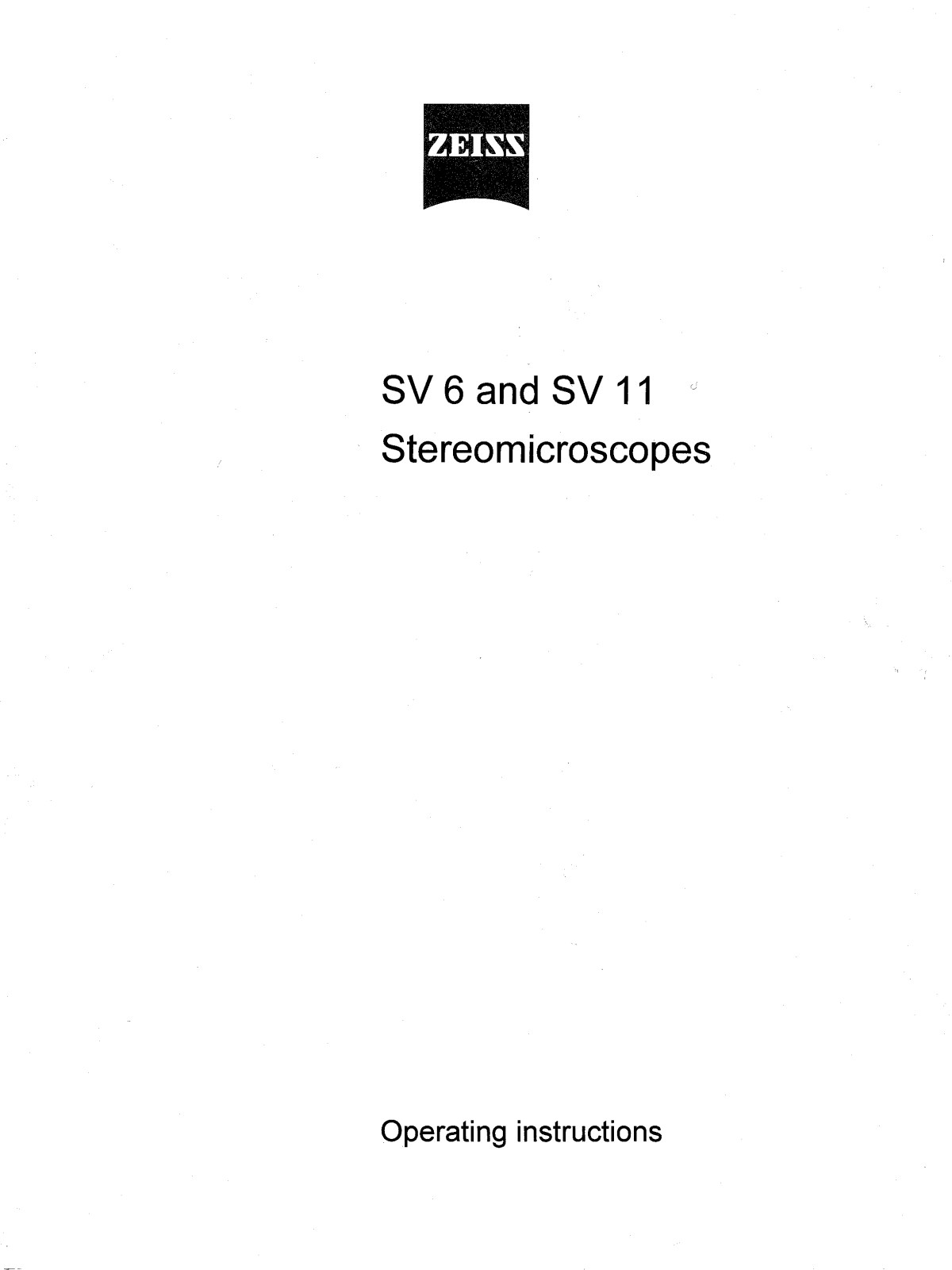 Zeiss SV 11, SV 6 User Manual