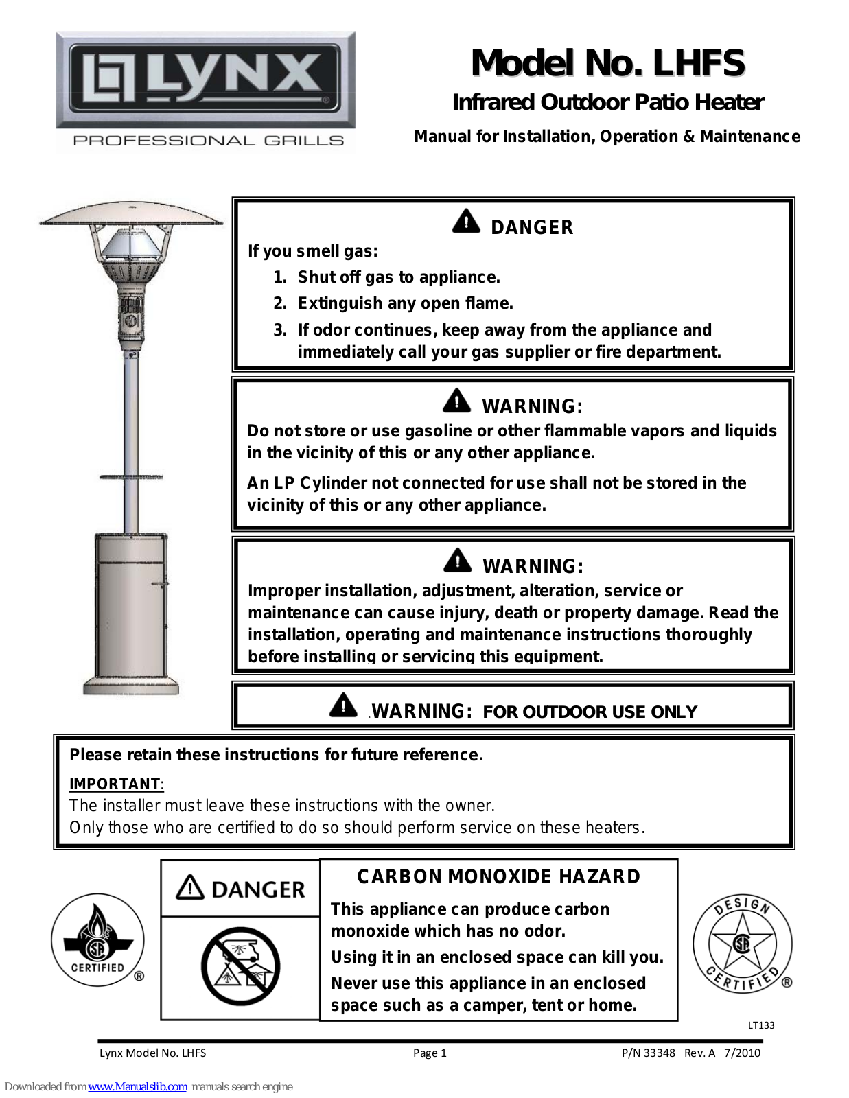 Lynx LHFS Manual For Installation, Operation & Maintenance