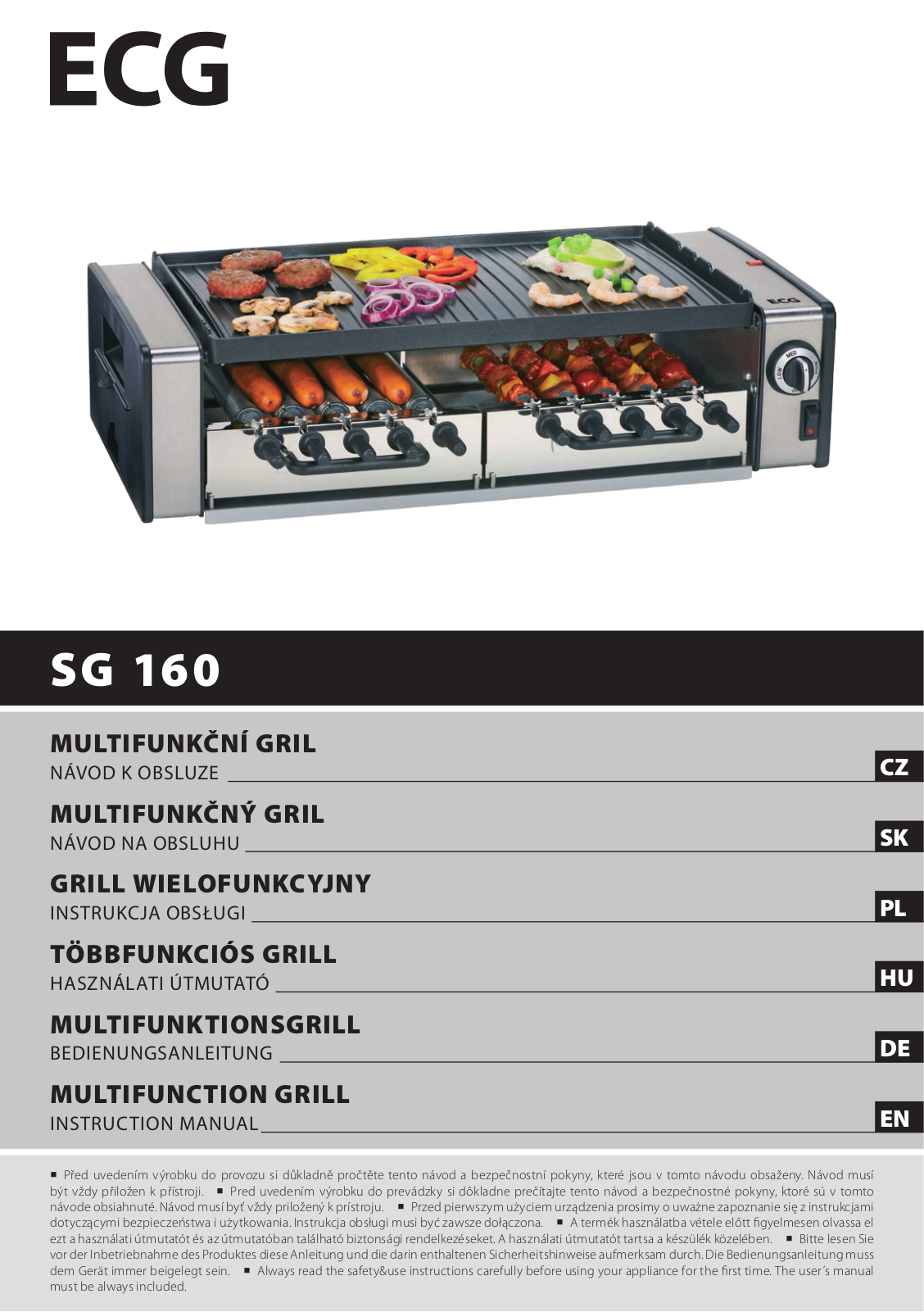 ECG SG 160 User Manual