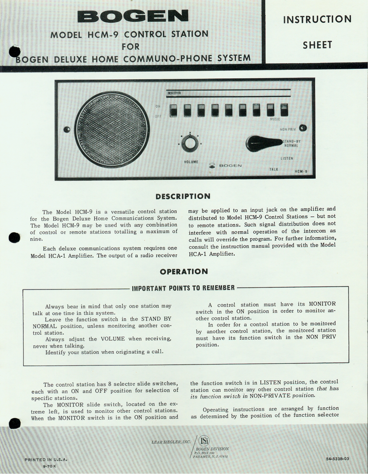 Bogen hcm9 schematic