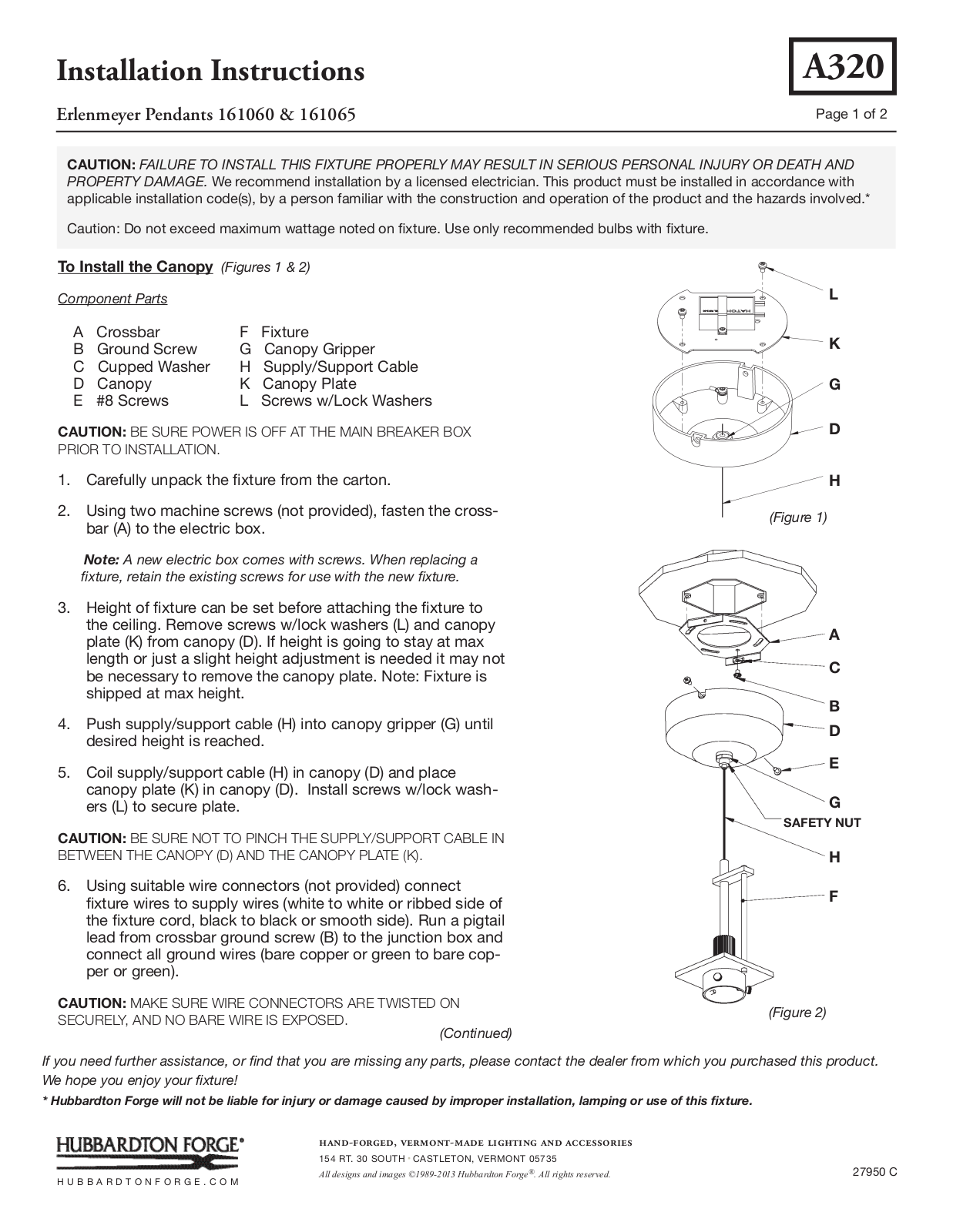 Hubbardton Forge 161065 User Manual