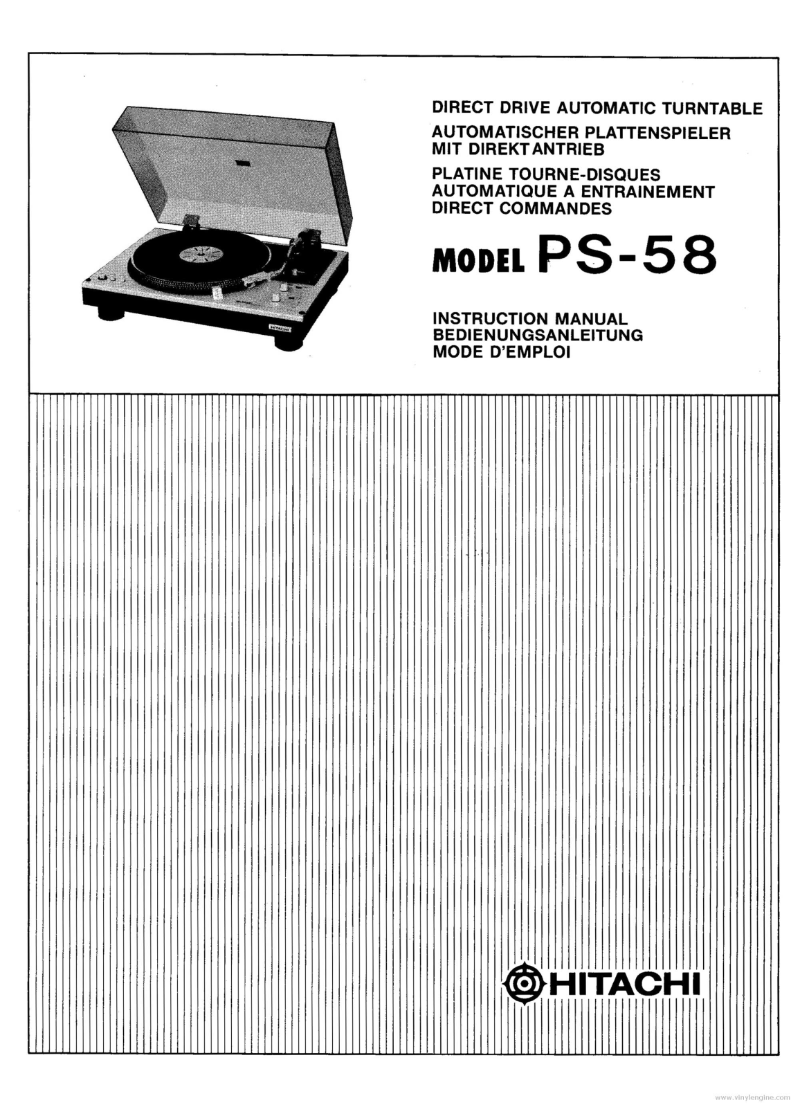 Hitachi PS-58 Owners Manual