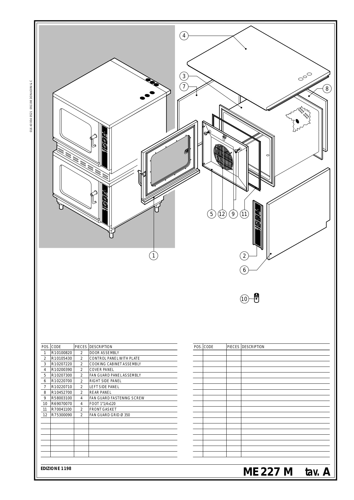 Cleveland CCE-227 Parts List