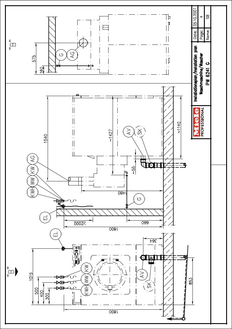 Miele PW 6241 G Installációs terv