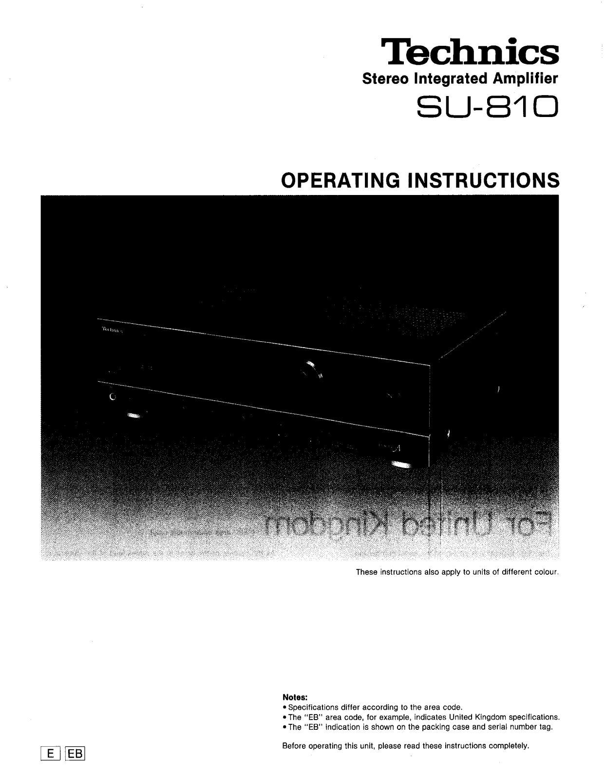 Panasonic SU-810 Operating Instructions