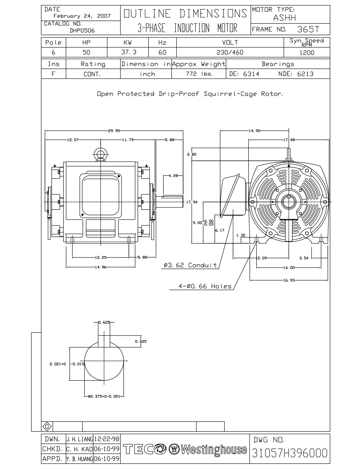 Datasheet DHP0506 Reference Drawing (Teco) - ManualMachine.com