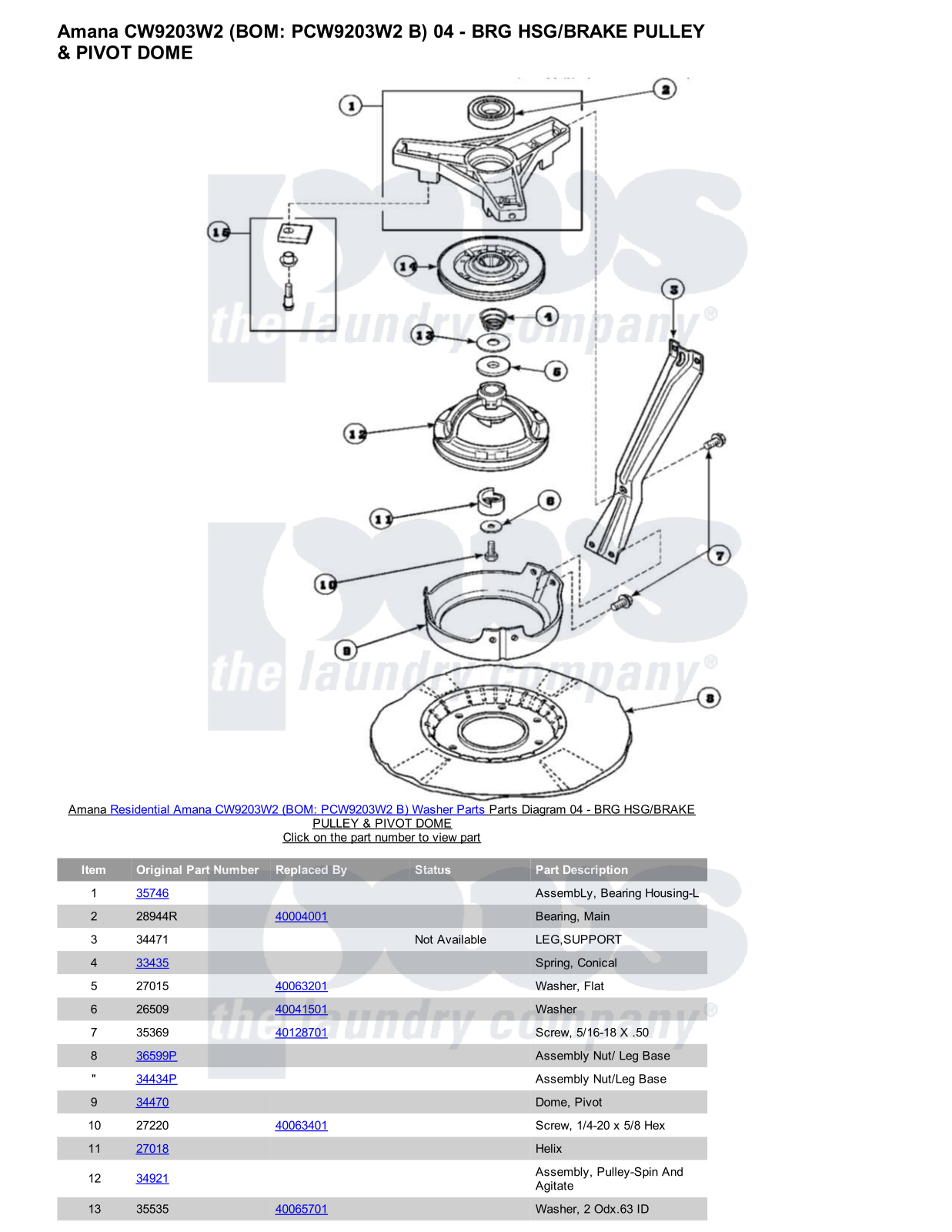 Amana CW9203W2 Parts Diagram