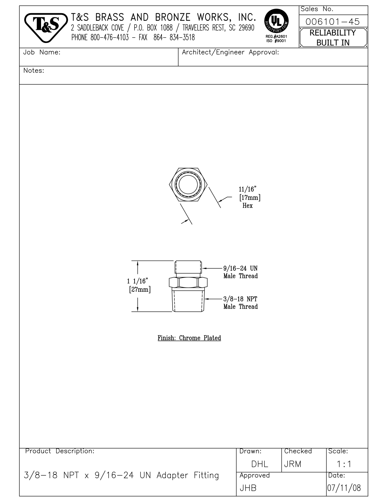 T&S Brass 006101-45 User Manual