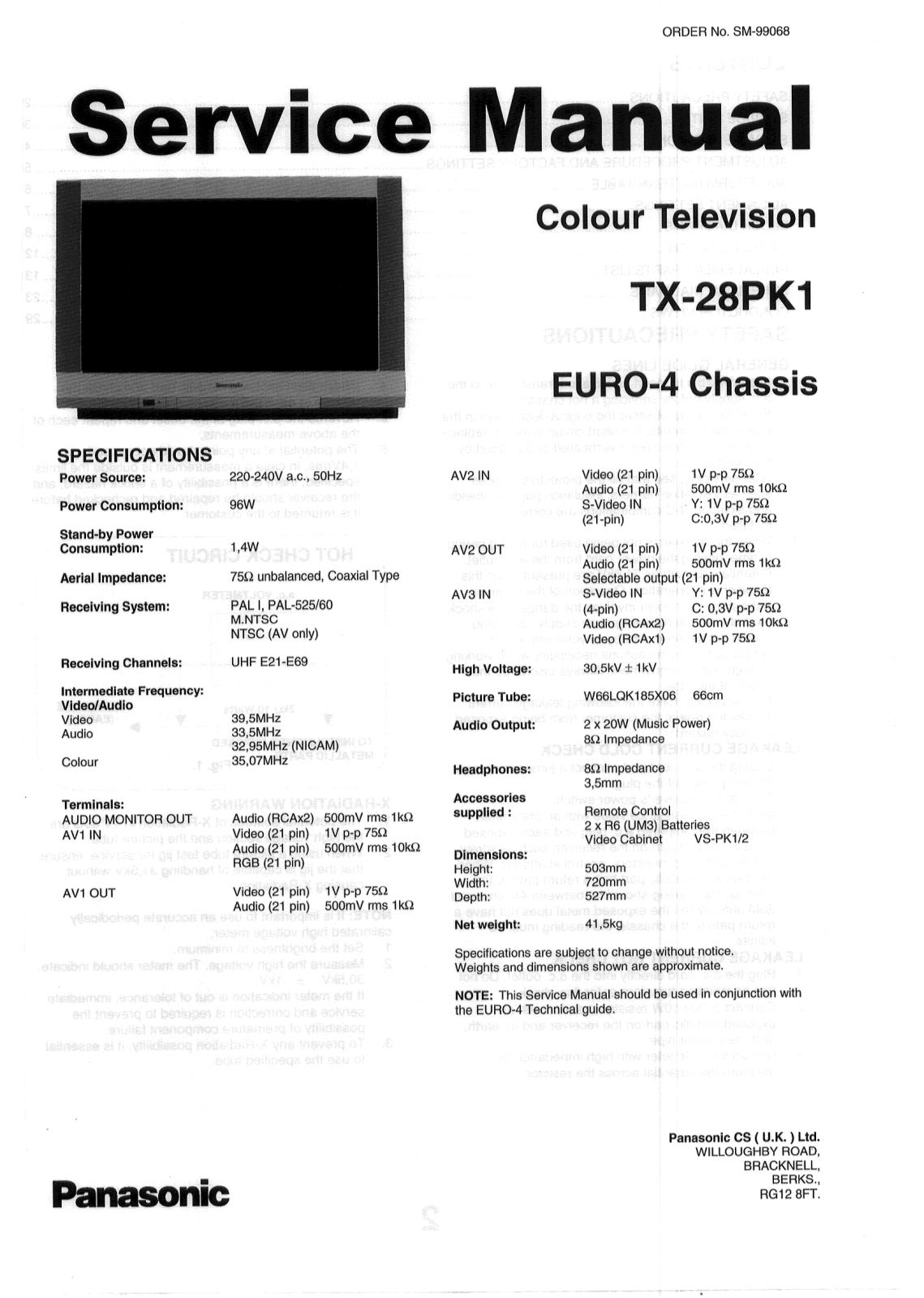 Panasonic TX-28PK1 EURO4 Schematic